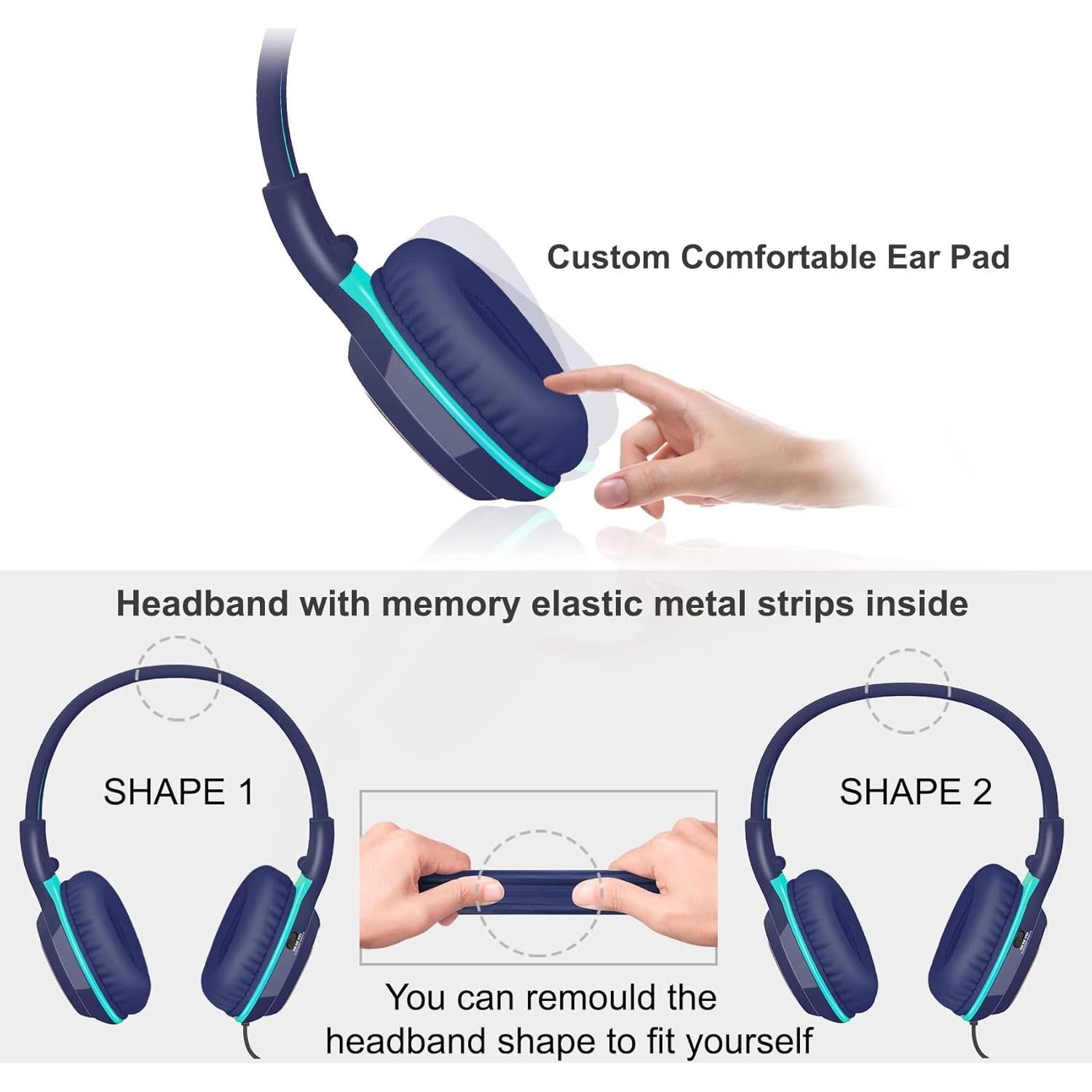 Auriculares con Cable SIMOLIO para Niños con Micrófono y Limitador de Volumen