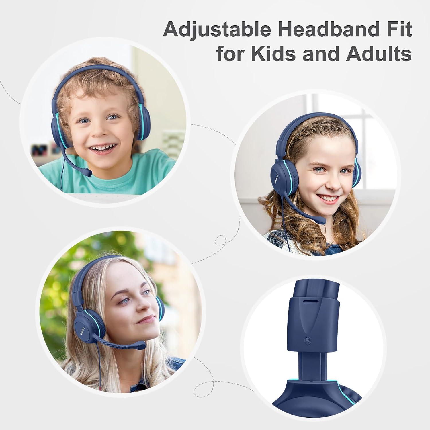 Auriculares con Cable SIMOLIO para Niños con Micrófono y Limitador de Volumen