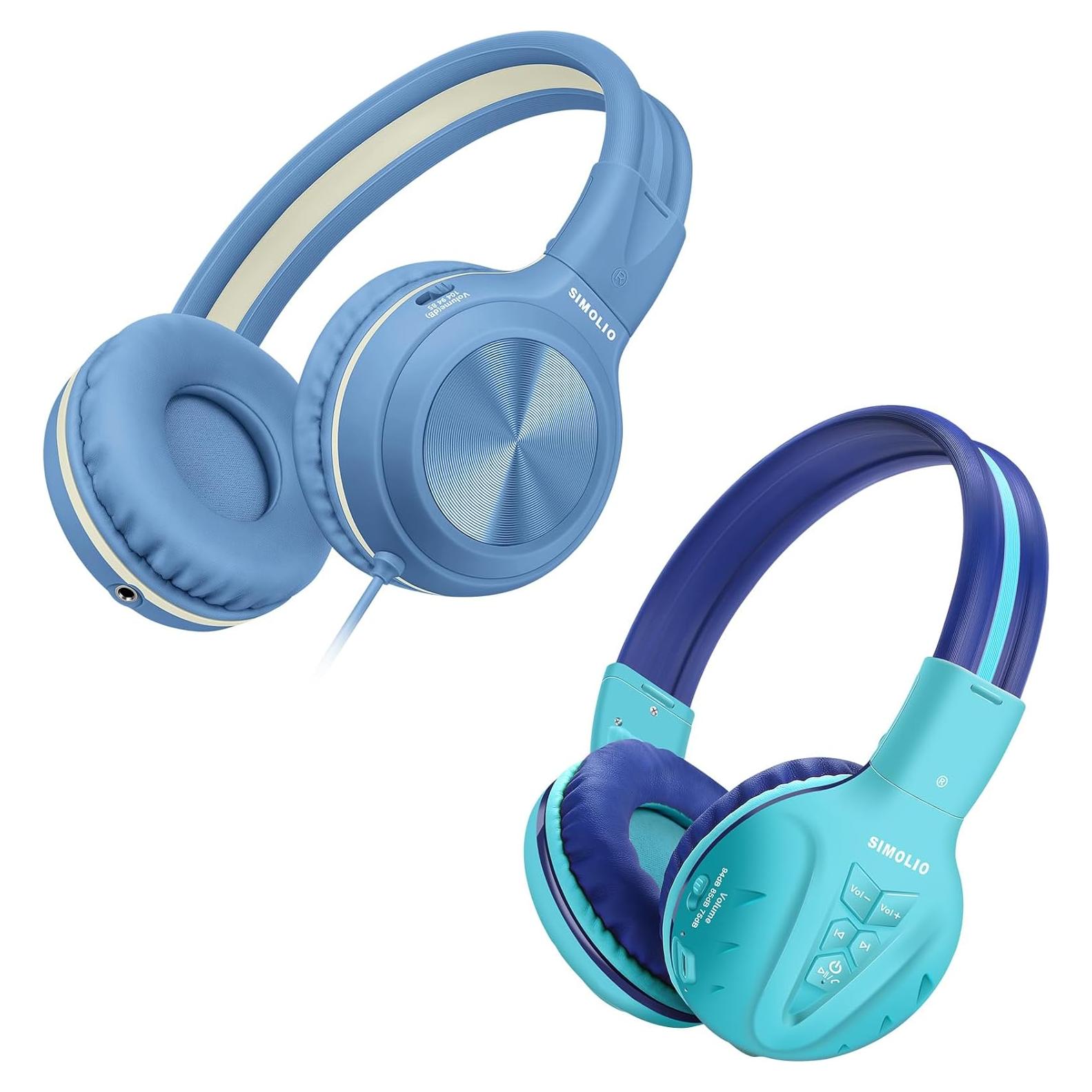 Auriculares para Niños SIMOLIO Bluetooth y Cable, Volumen Seguro