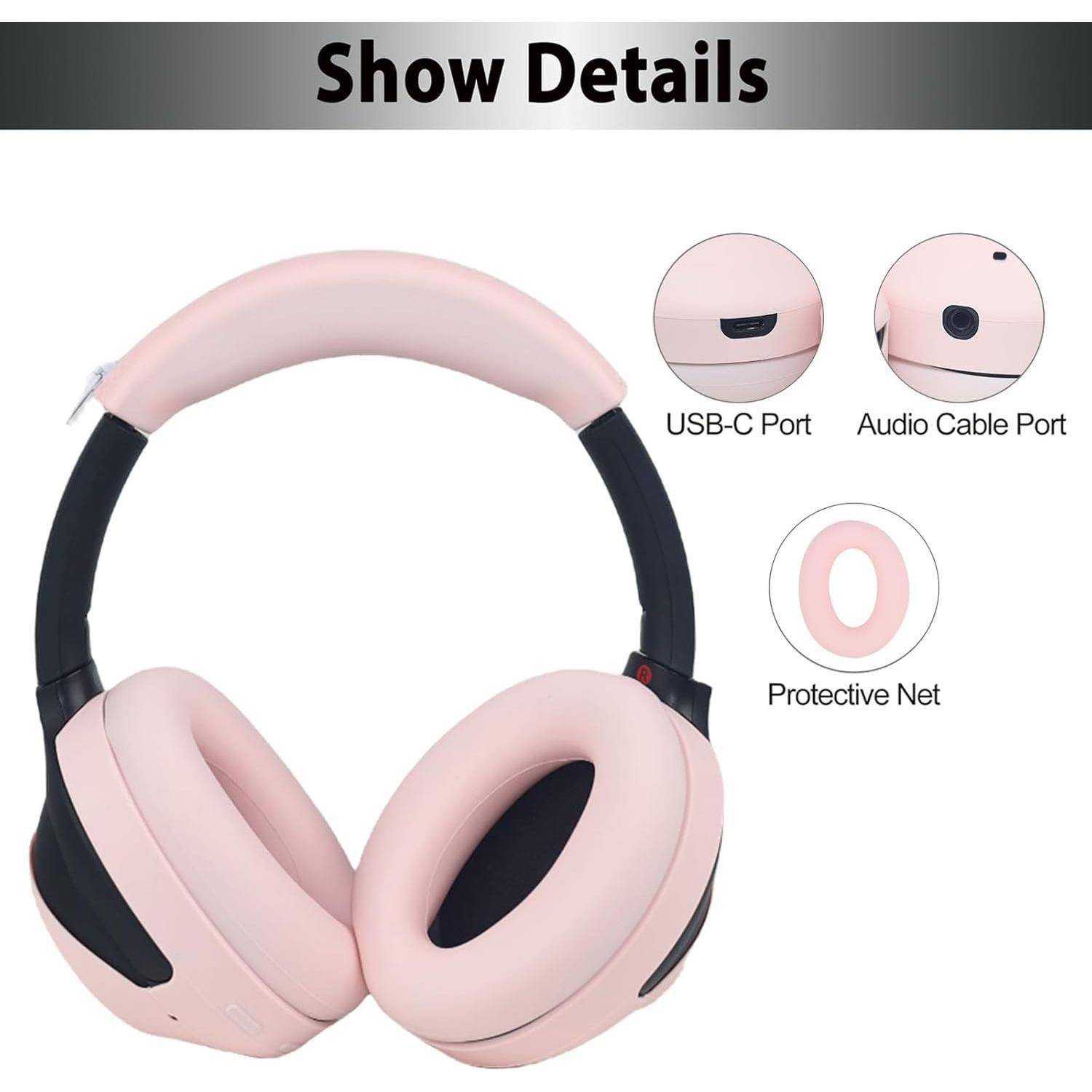 Cubiertas de silicona Adhiper para auriculares Sony WH-1000XM4 - Rosa