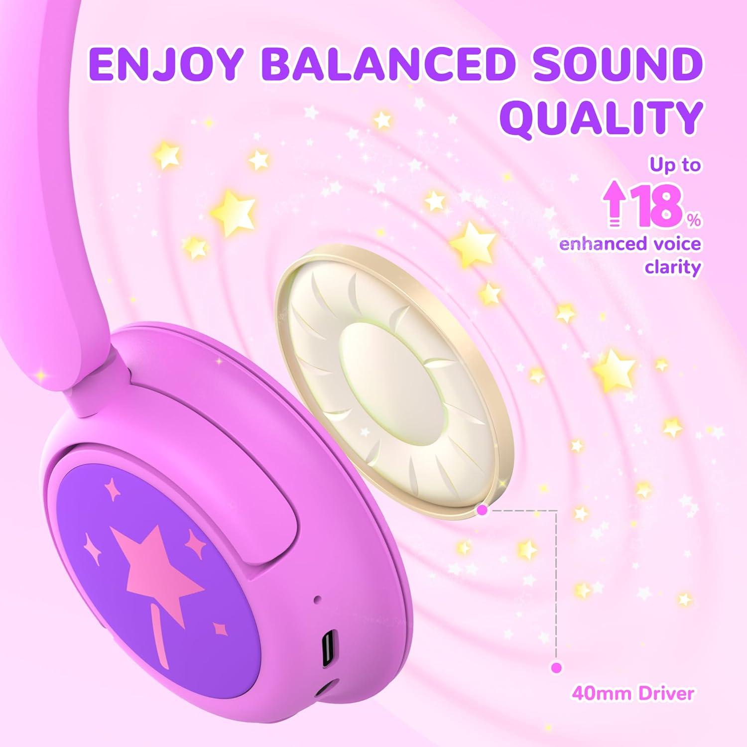 Auriculares Bluetooth iClever BTH22 para Niños 60H Rosa