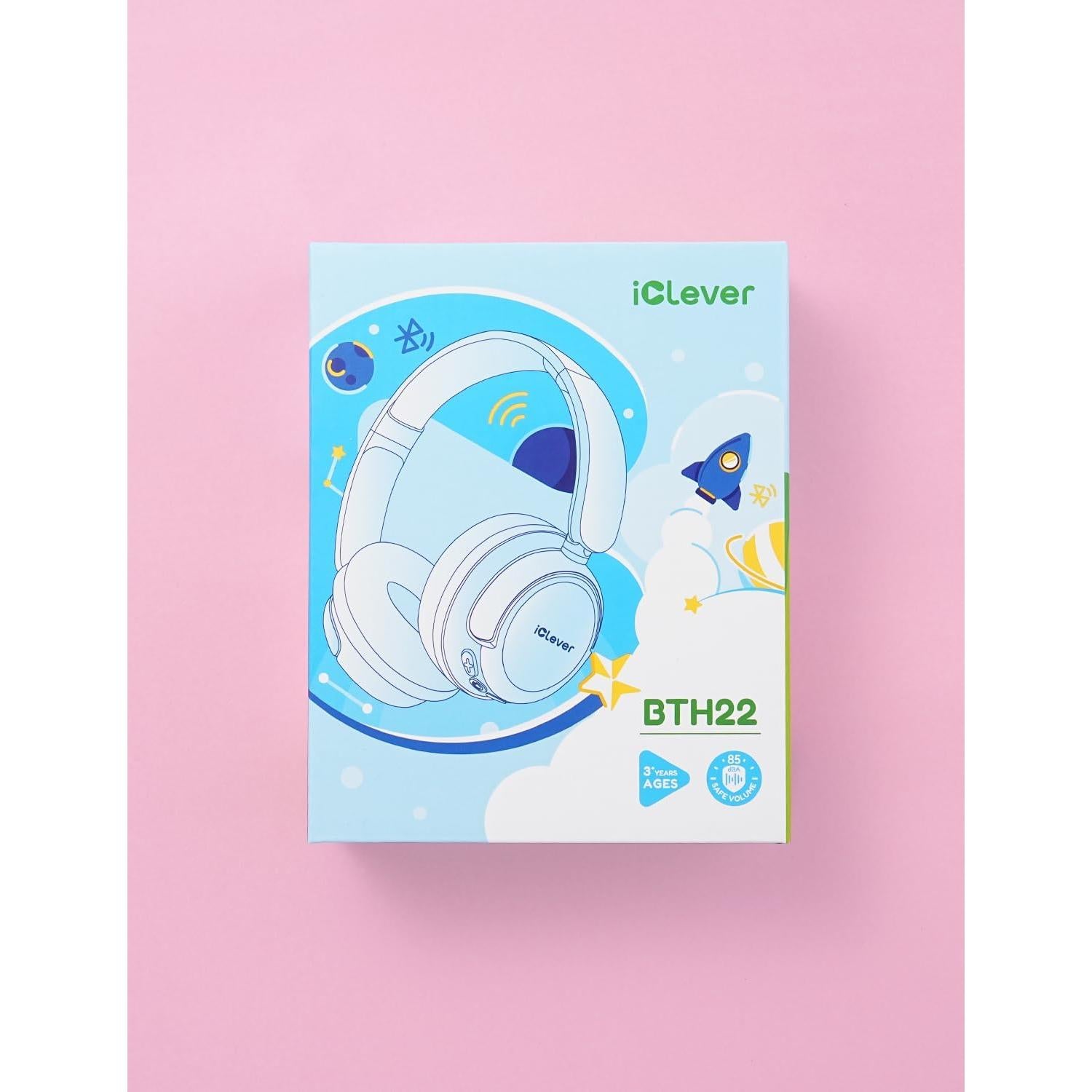 Auriculares Bluetooth iClever BTH22 para Niños 60H Rosa