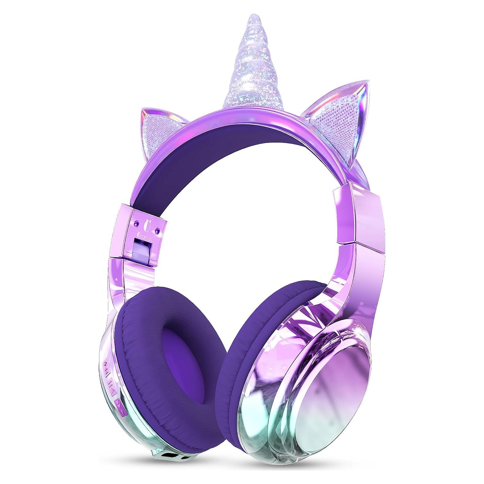 Auriculares Bluetooth QearFun Unicornio Púrpura 60H 3Niveles