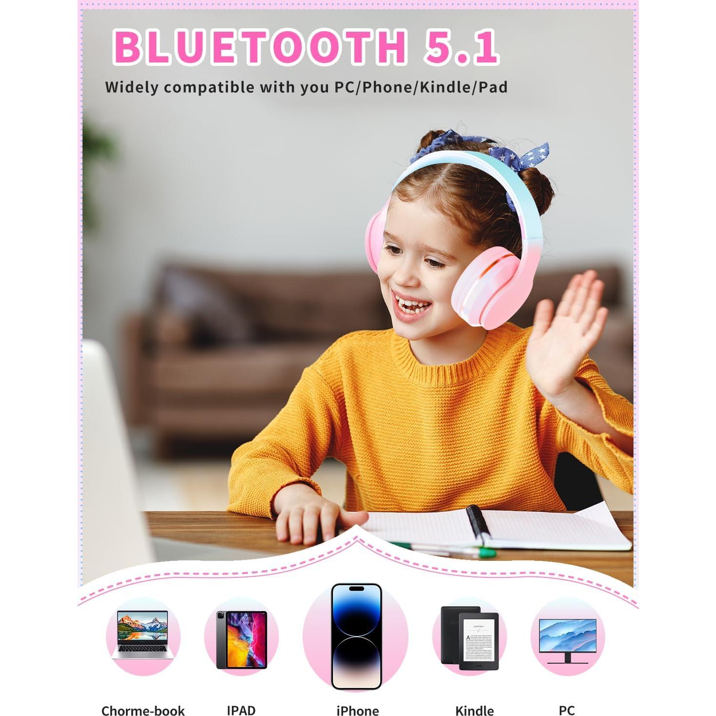 Auriculares Bluetooth DMJ-BT56 Rosa Plegables 10H Sonido Estéreo