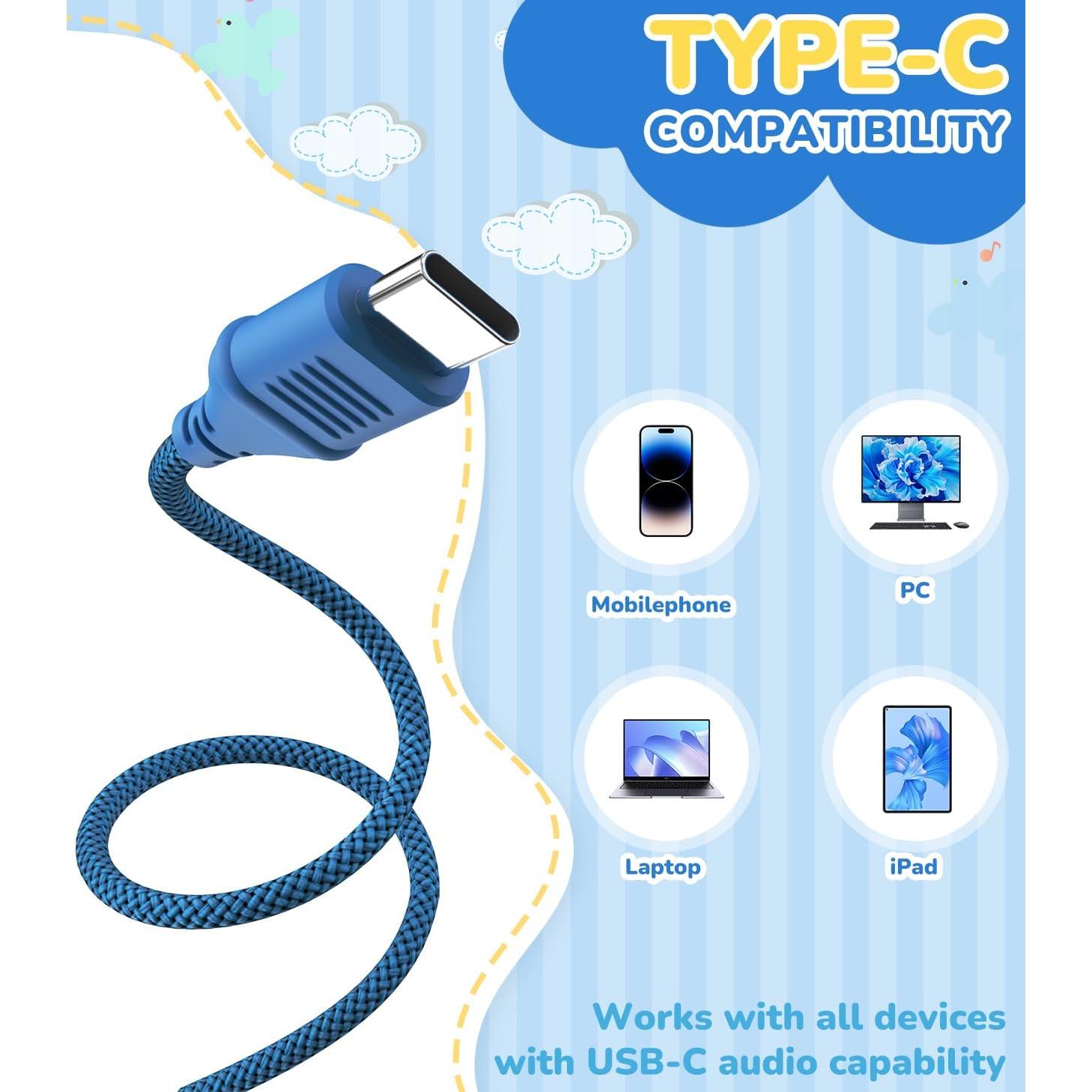 Auriculares USB Tipo C KONNAO para Niños con Micrófono 85dB