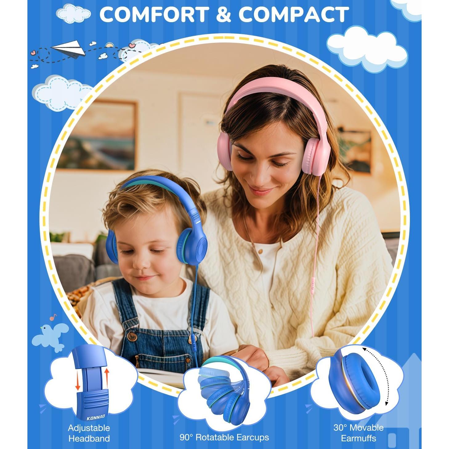 Auriculares USB Tipo C KONNAO para Niños con Micrófono 85dB