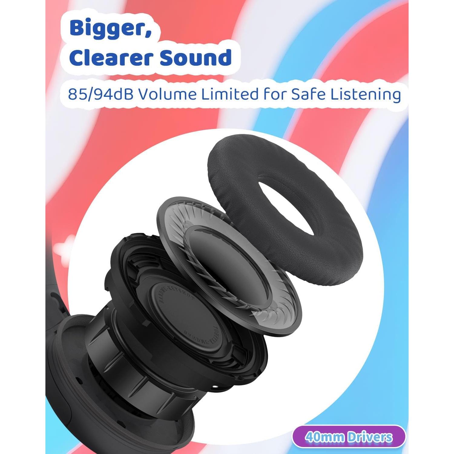 Auriculares con Cable para Niños WaveBlend K1 Negro-Rojo 85dB