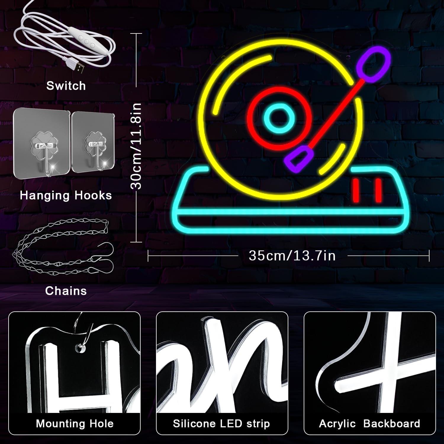 Letrero de Neón Musical Retro Gyaksjm 35x30 cm USB Colorido