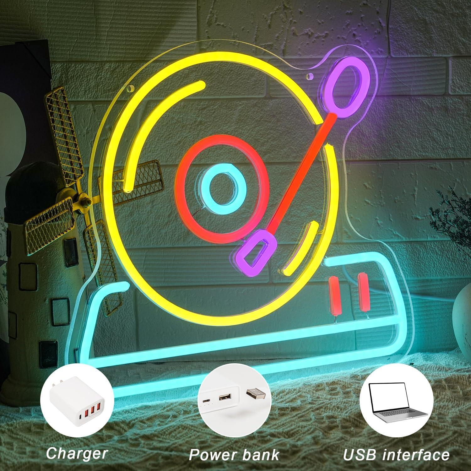 Letrero de Neón Musical Retro Gyaksjm 35x30 cm USB Colorido