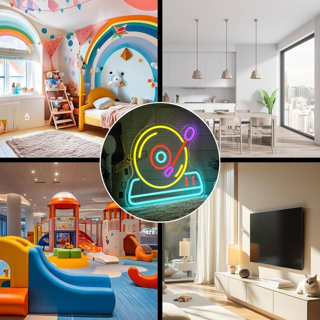 Letrero de Neón Musical Retro Gyaksjm 35x30 cm USB Colorido