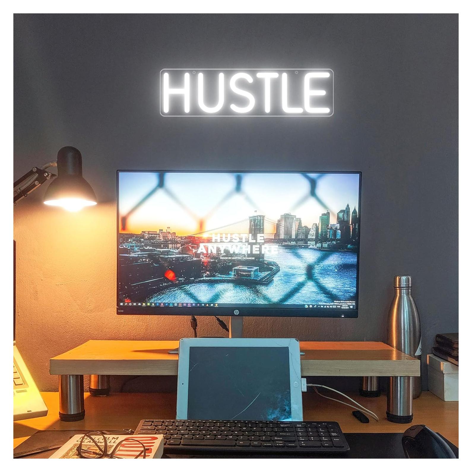 Letrero de Neón HUSTLE LED para Bar y Decoración de Pared