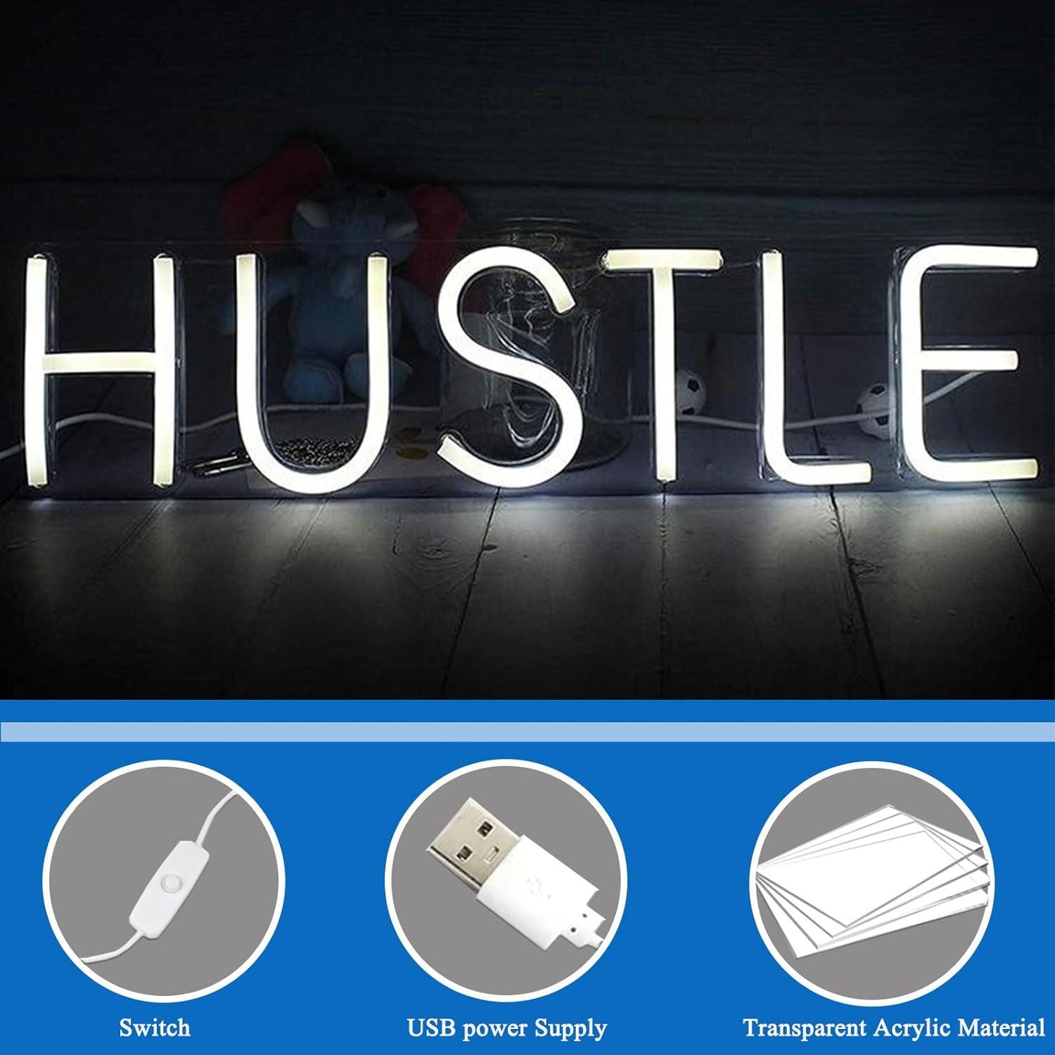 Letrero de Neón HUSTLE LED para Bar y Decoración de Pared