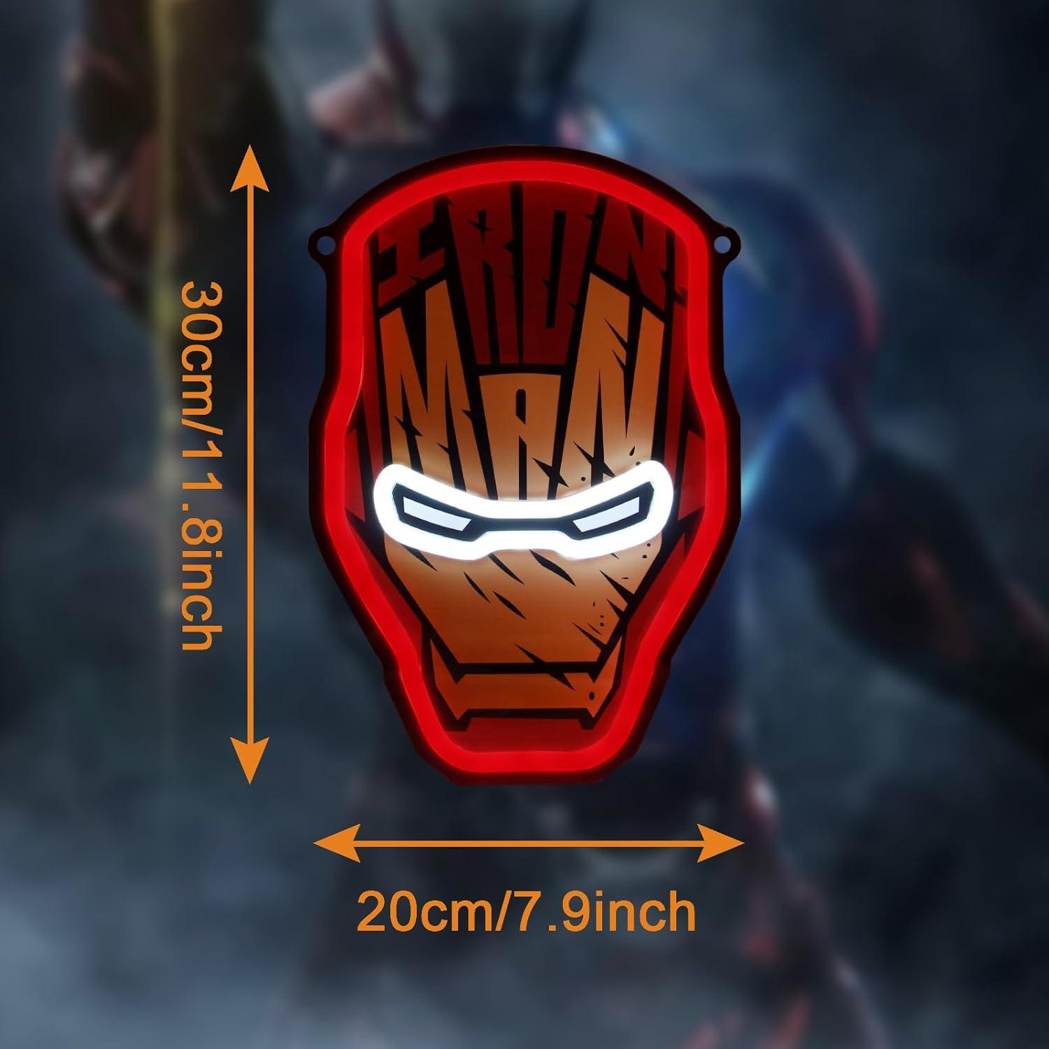 Luz de Neón LED Ironman 30x20.3 cm con Brillo Ajustable