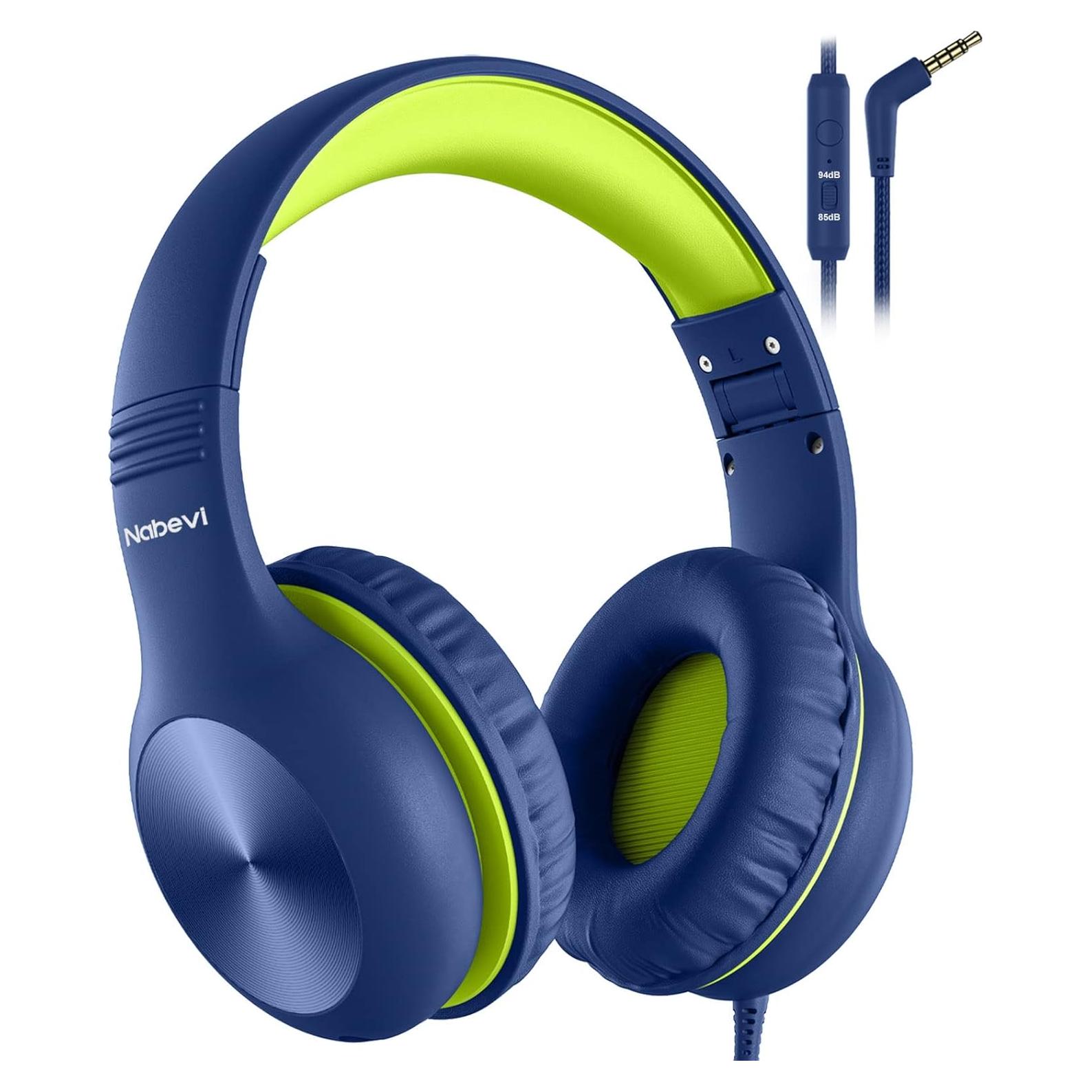 Auriculares Nabevi para Niños Verde Oscuro con Micrófono 85dB