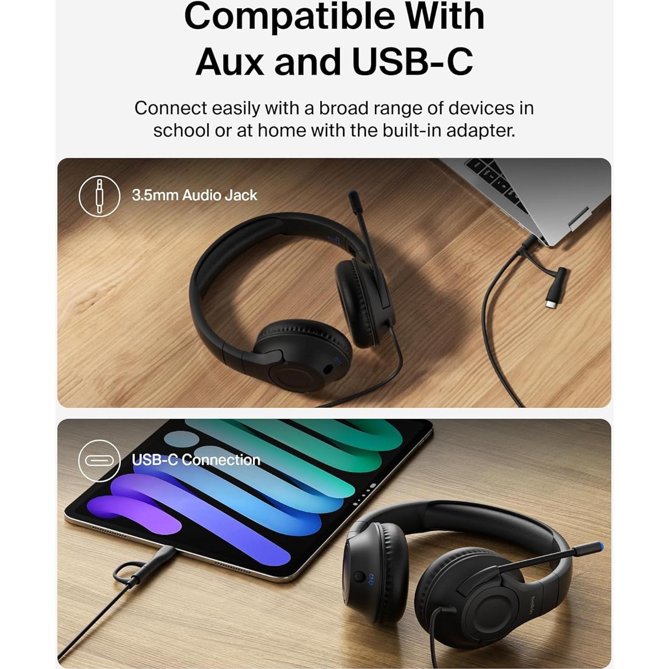 Auriculares con cable Belkin SoundForm Inspire para niños - Negro