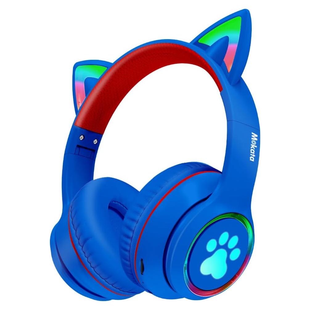 Auriculares Inalámbricos MOKATA Bluetooth 5.3 Orejas de Gato Azul