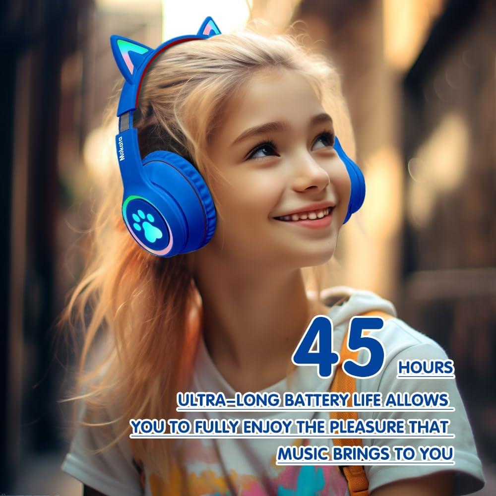 Auriculares Inalámbricos MOKATA Bluetooth 5.3 Orejas de Gato Azul