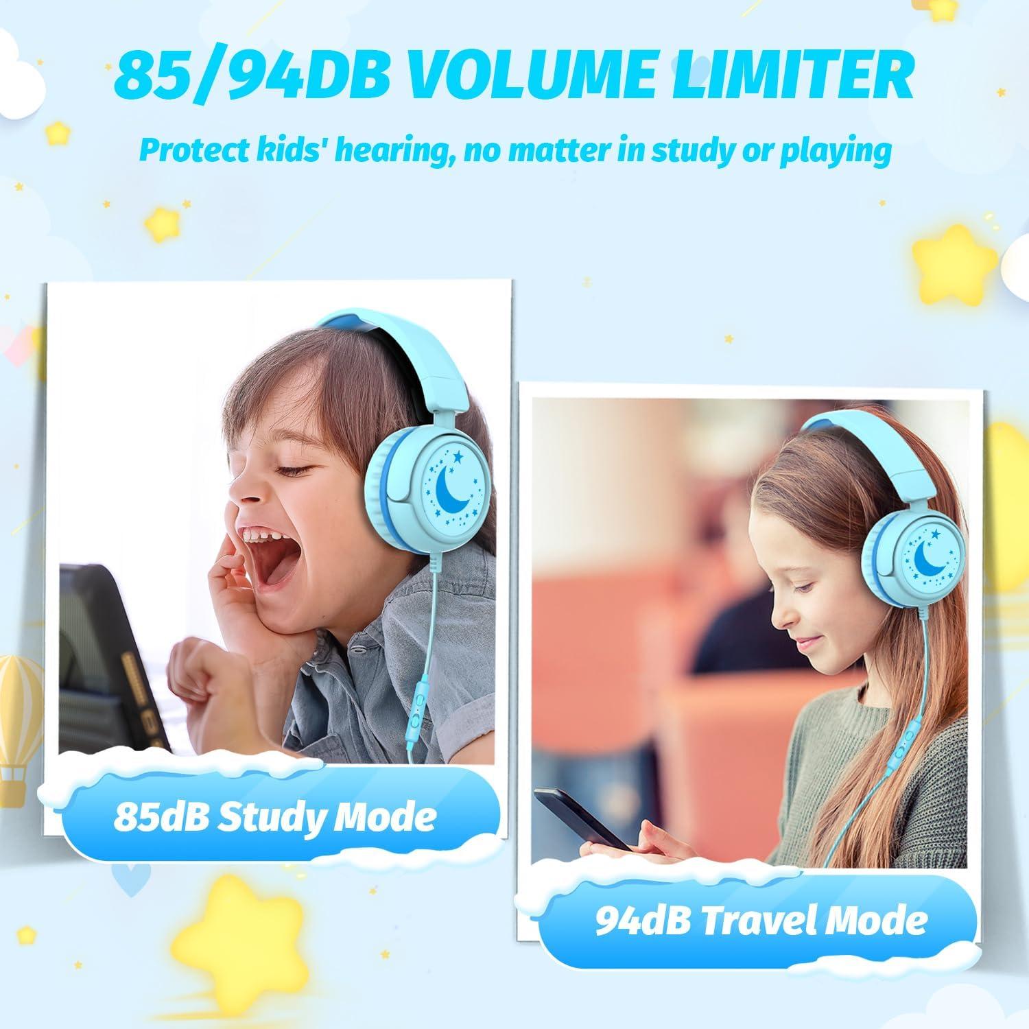 Auriculares para Niños IMYB V6 Cian con Límite de Volumen 85dB