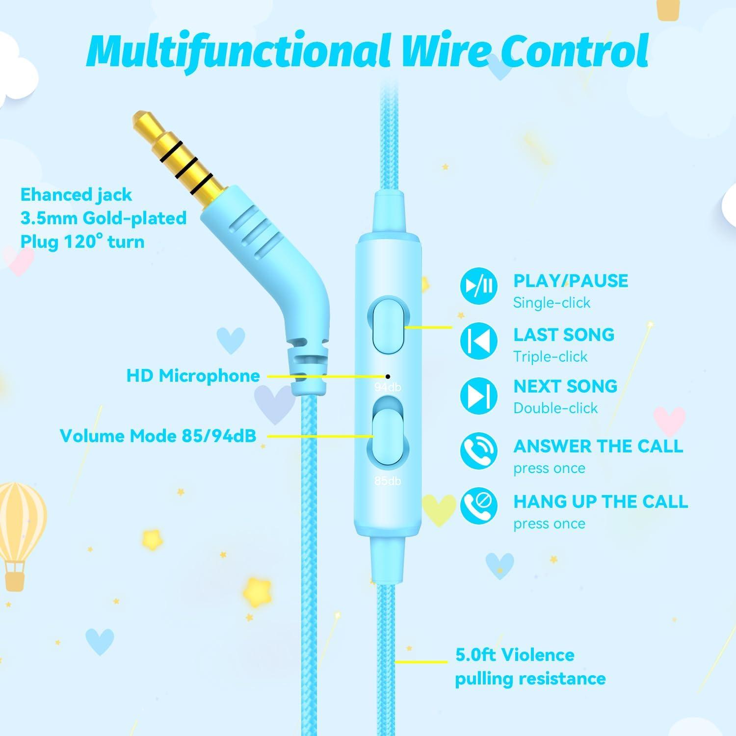 Auriculares para Niños IMYB V6 Cian con Límite de Volumen 85dB