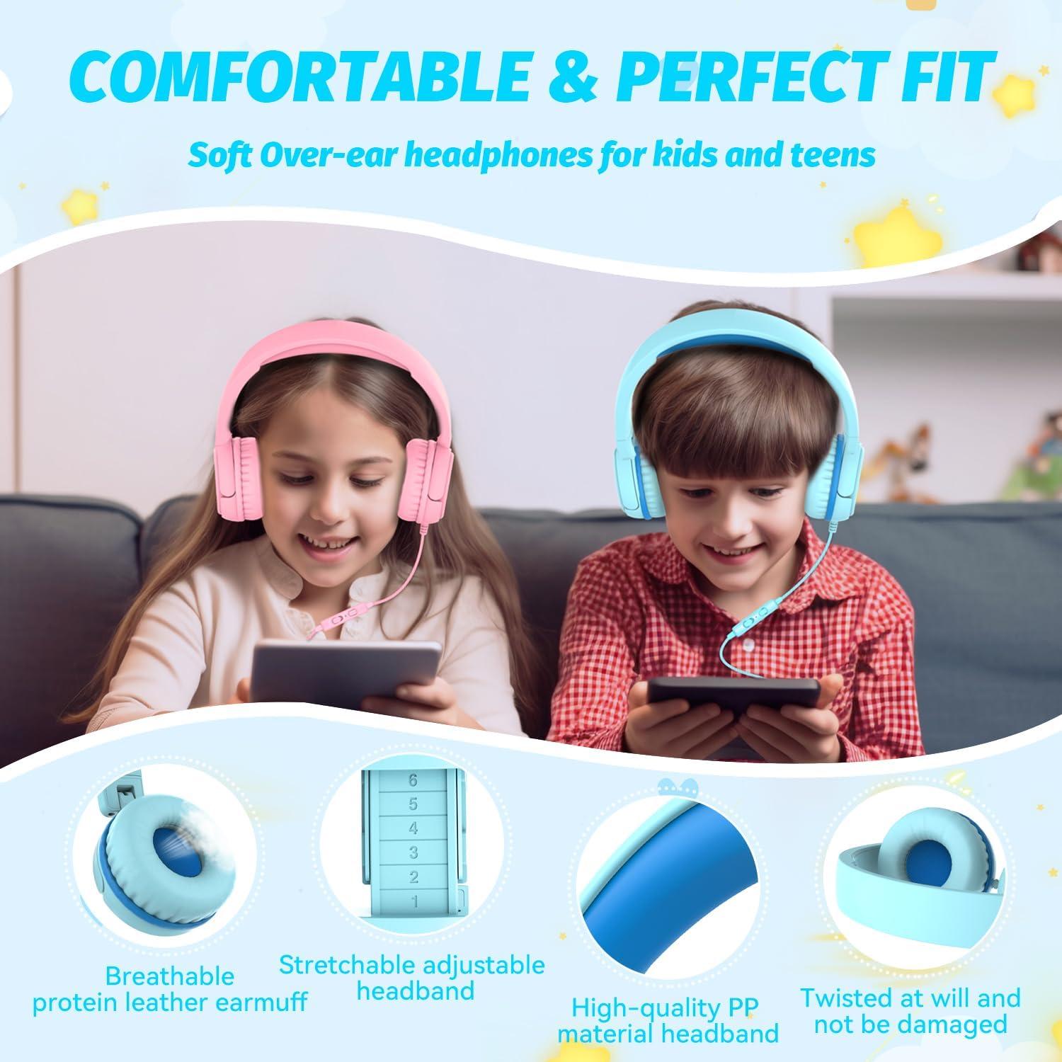 Auriculares para Niños IMYB V6 Cian con Límite de Volumen 85dB