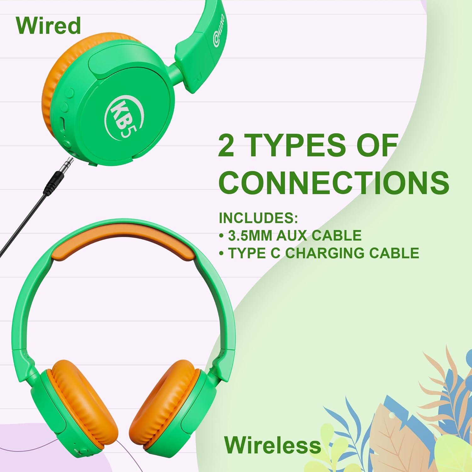 Auriculares Inalámbricos Contixo KB-5 para Niños Verde/Naranja