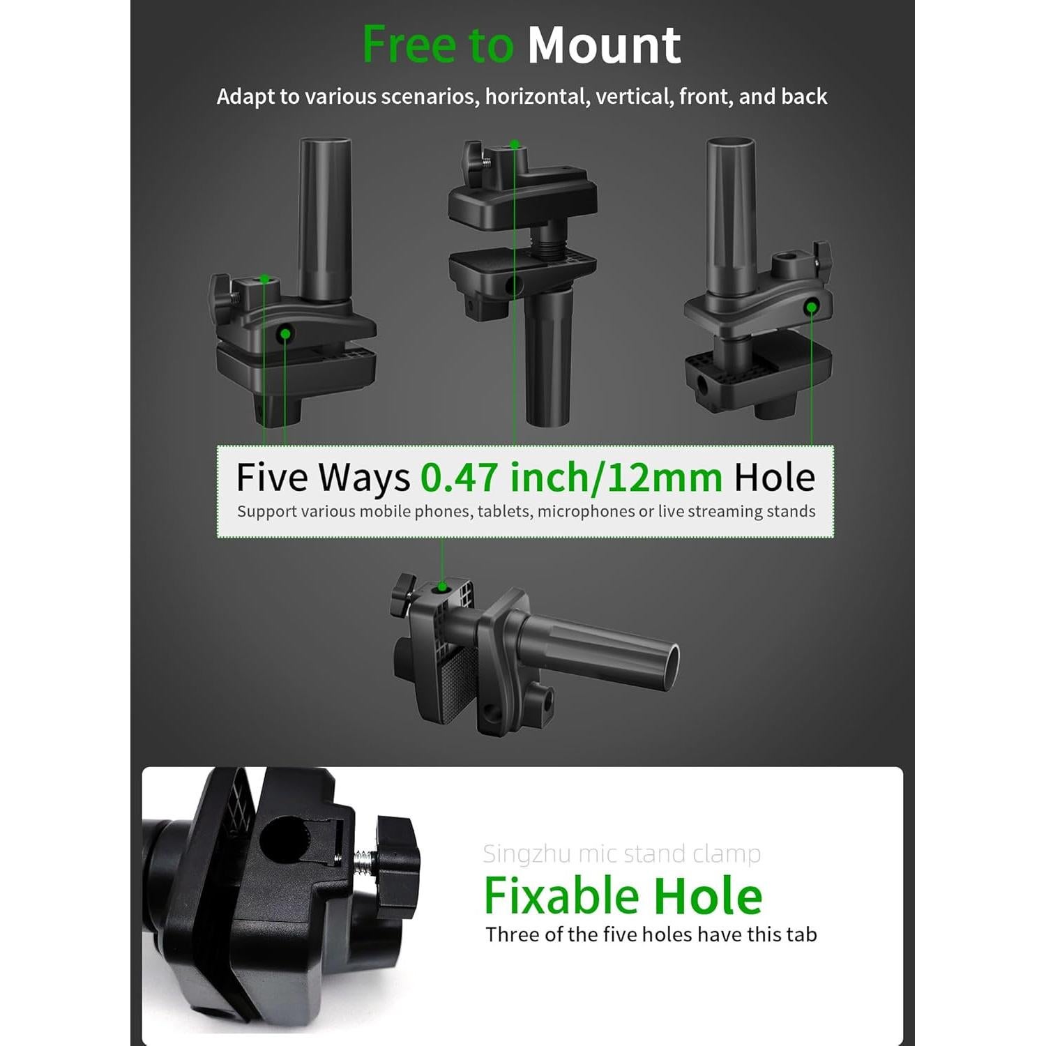 Soporte de Abrazadera de Escritorio Singzhu para Micrófono Negro