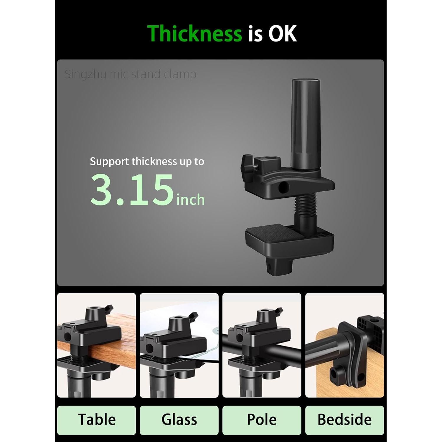 Soporte de Abrazadera de Escritorio Singzhu para Micrófono Negro