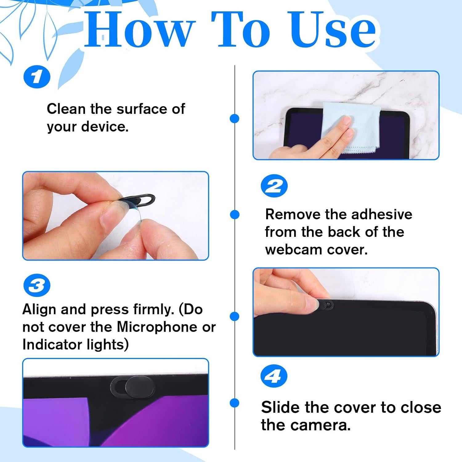 50 Cubiertas de Webcam Larrel Negra para Privacidad y Seguridad