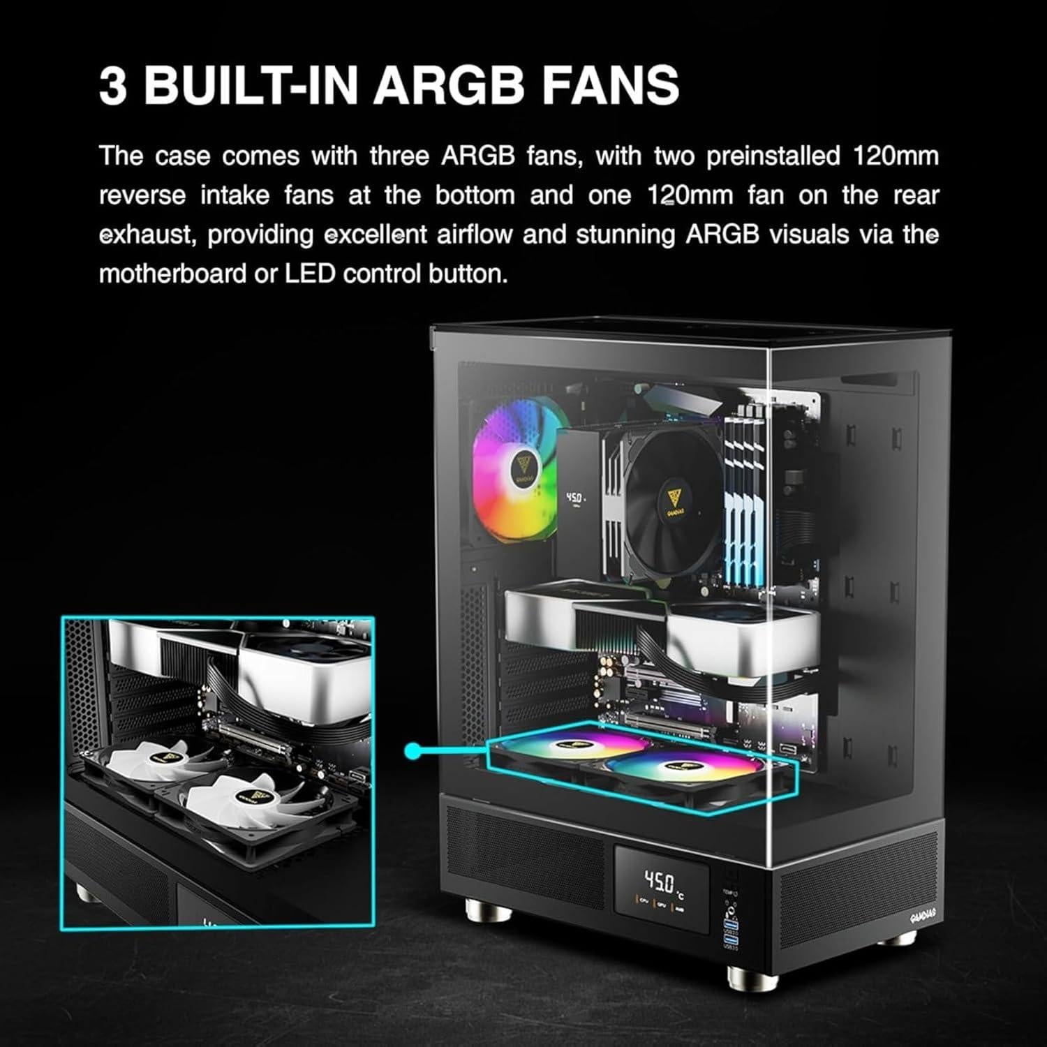 Caja de Computadora GAMDIAS ATLAS E1 Mid Tower ATX Vidrio Templado