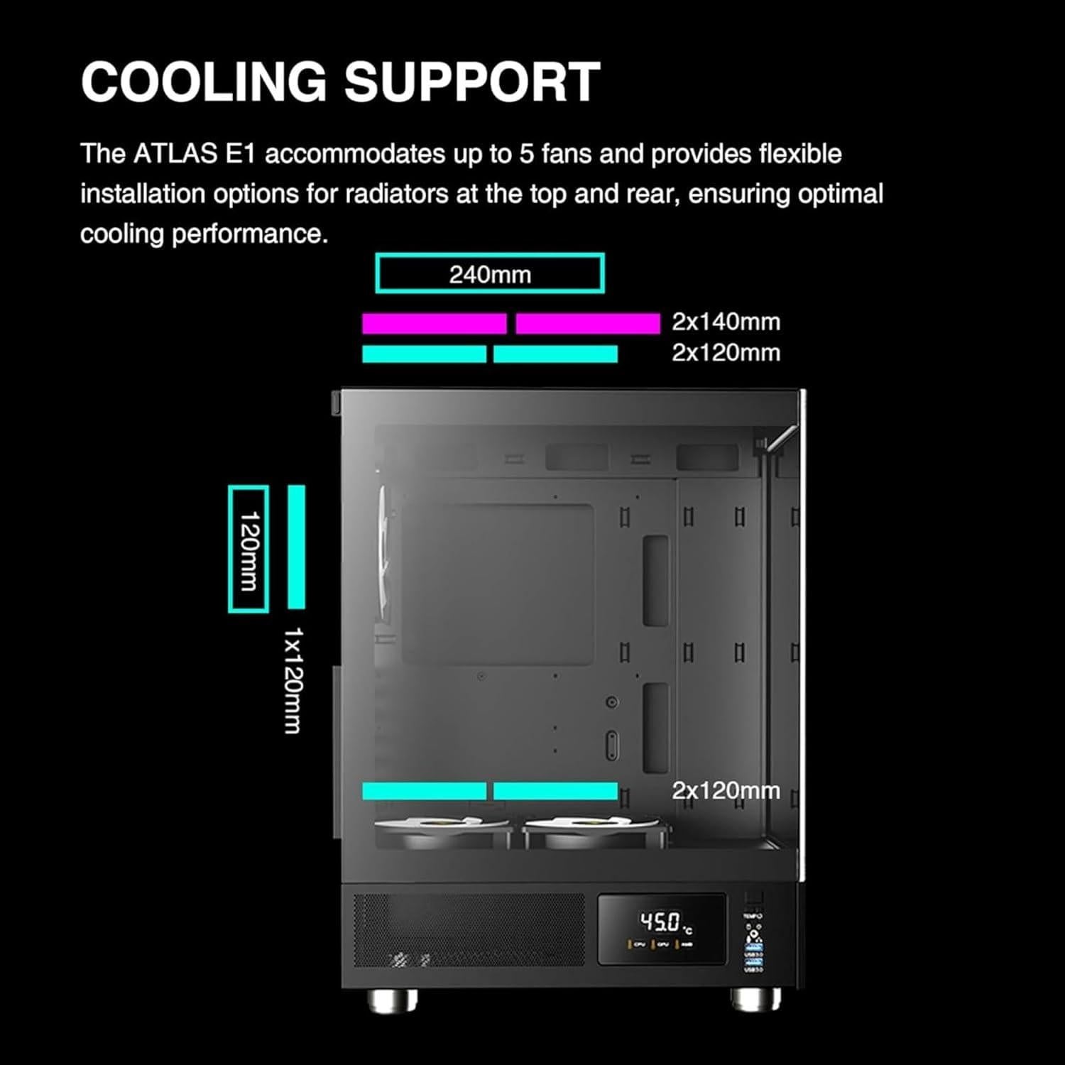 Caja de Computadora GAMDIAS ATLAS E1 Mid Tower ATX Vidrio Templado