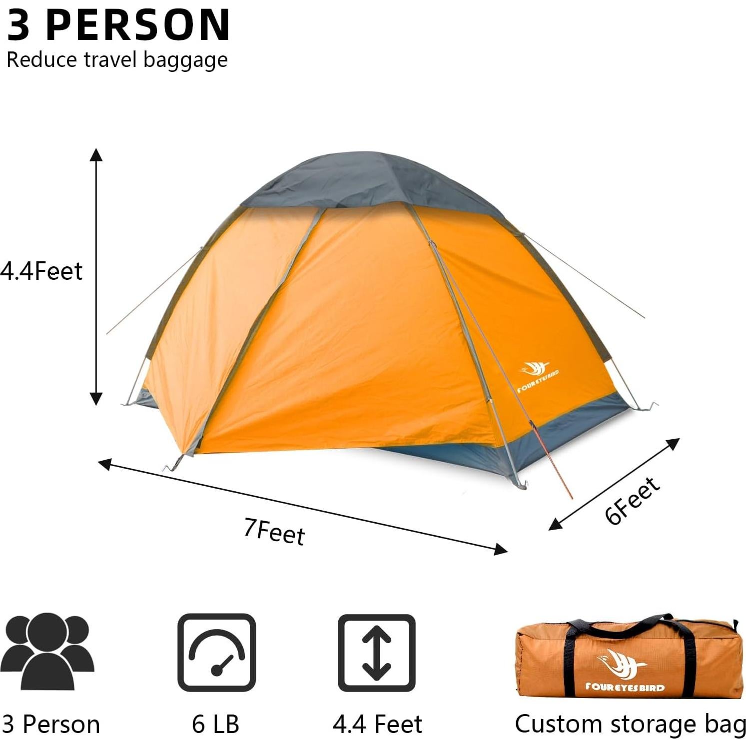 Tienda de mochilero Arctic Lemmings 3 personas impermeable 2.13m