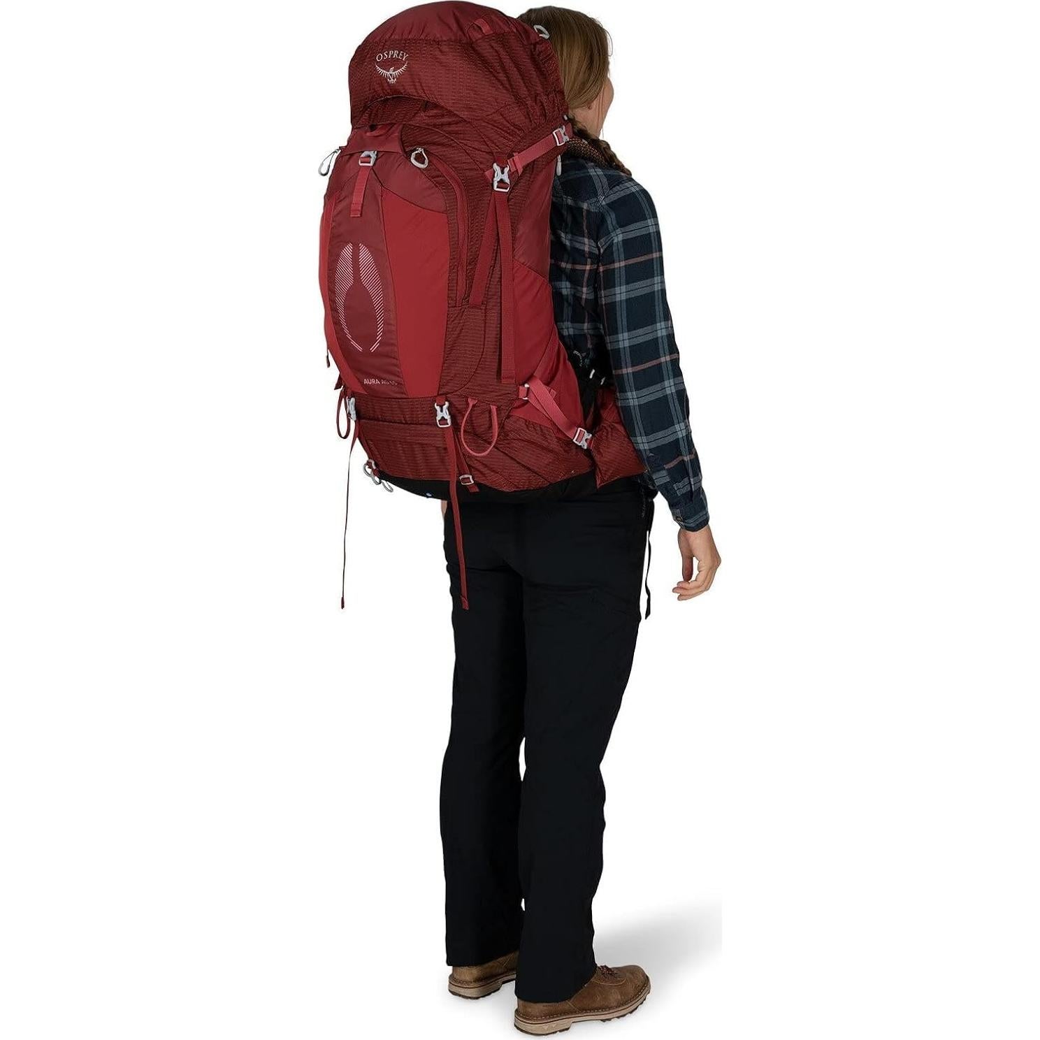 Mochila de senderismo Osprey Aura AG 65L para mujeres - Rojo
