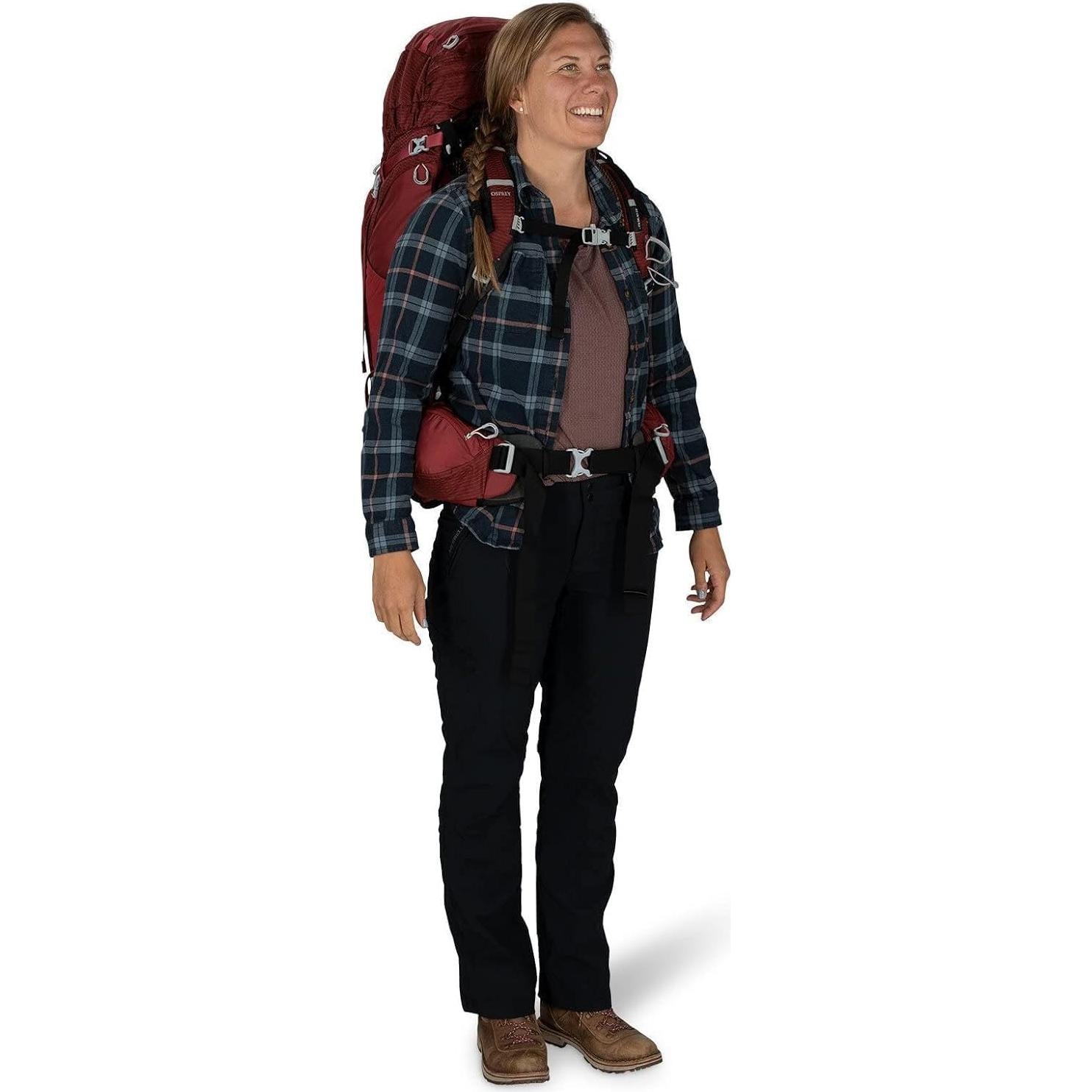 Mochila de senderismo Osprey Aura AG 65L para mujeres - Rojo