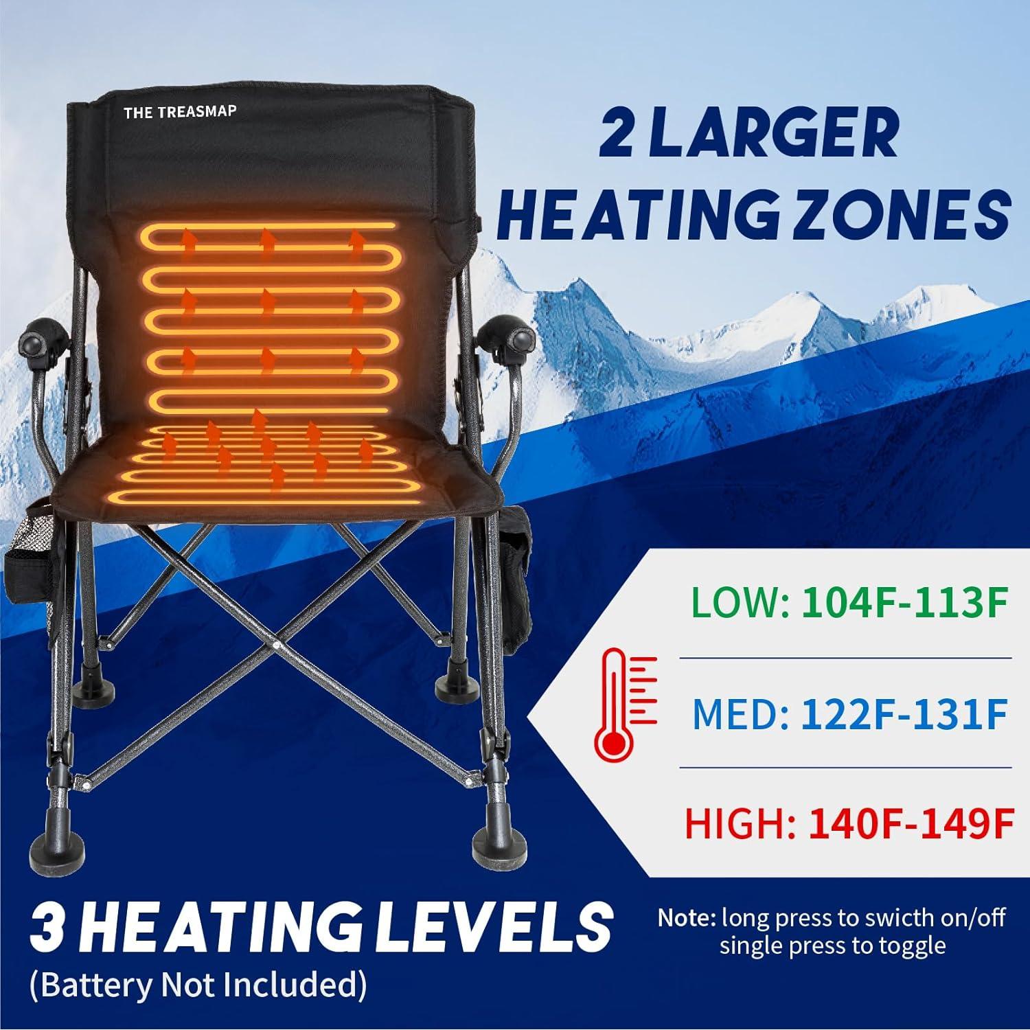 Silla de Camping Calentada The Treasmap C104S Plegable Negra