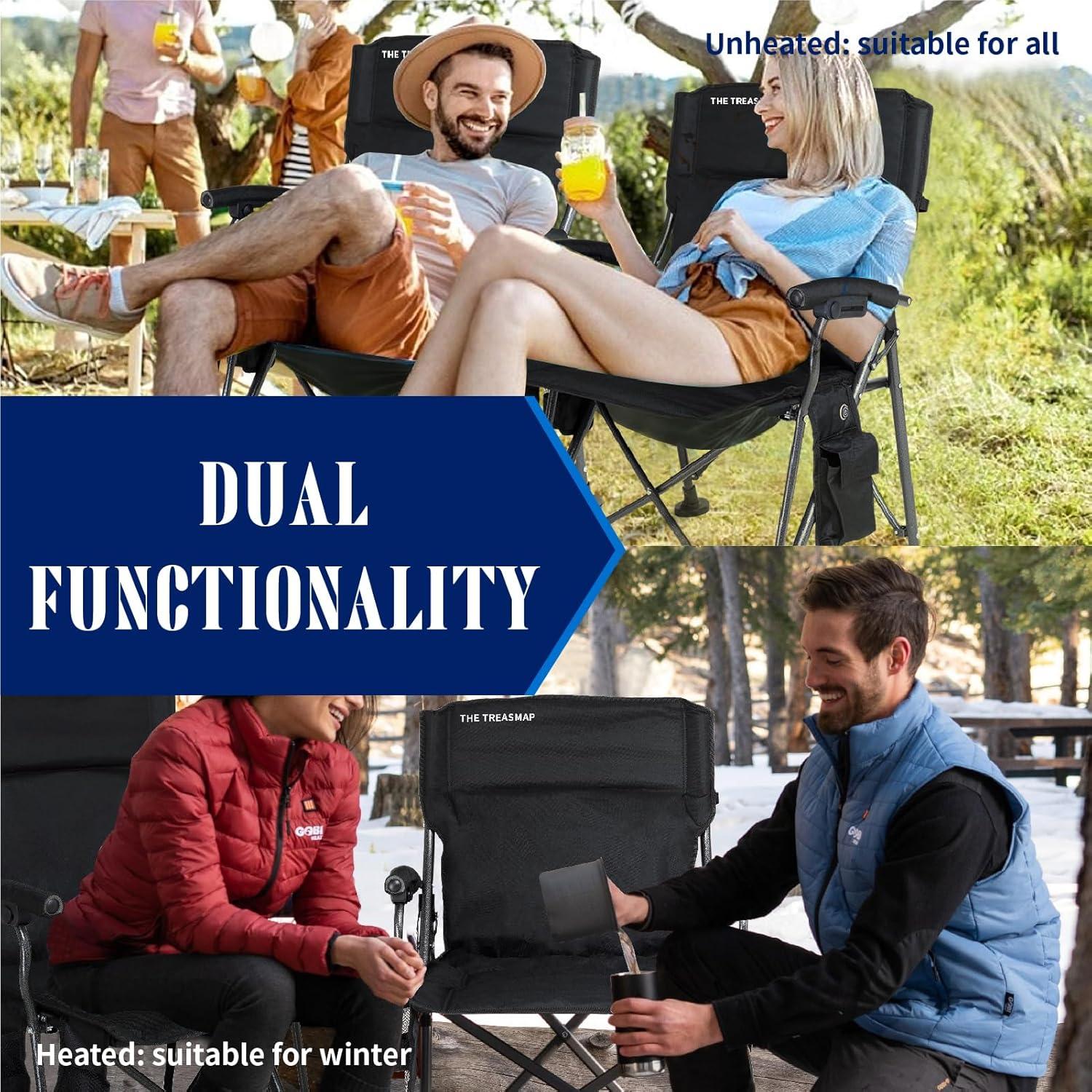 Silla de Camping Calentada The Treasmap C104S Plegable Negra