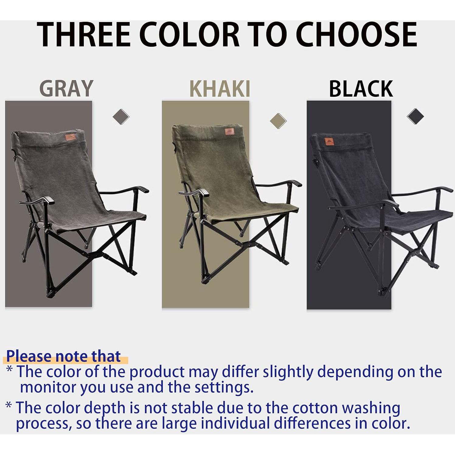 Silla de Camping Plegable CAMPINGMOON de Lona Algodón Negra