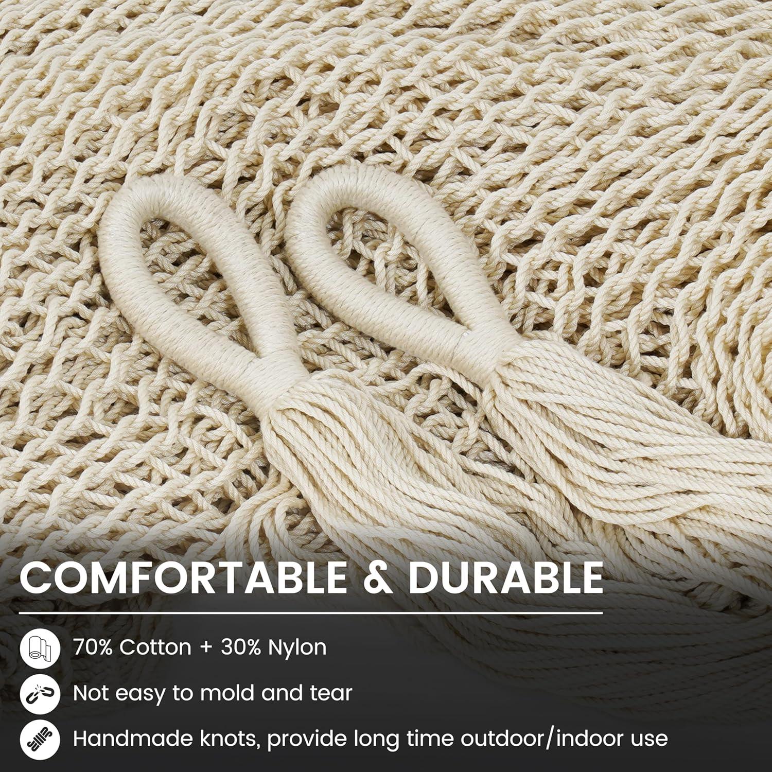 Hamaca Doble Tejida a Mano Lazydaze Beige 204 kg