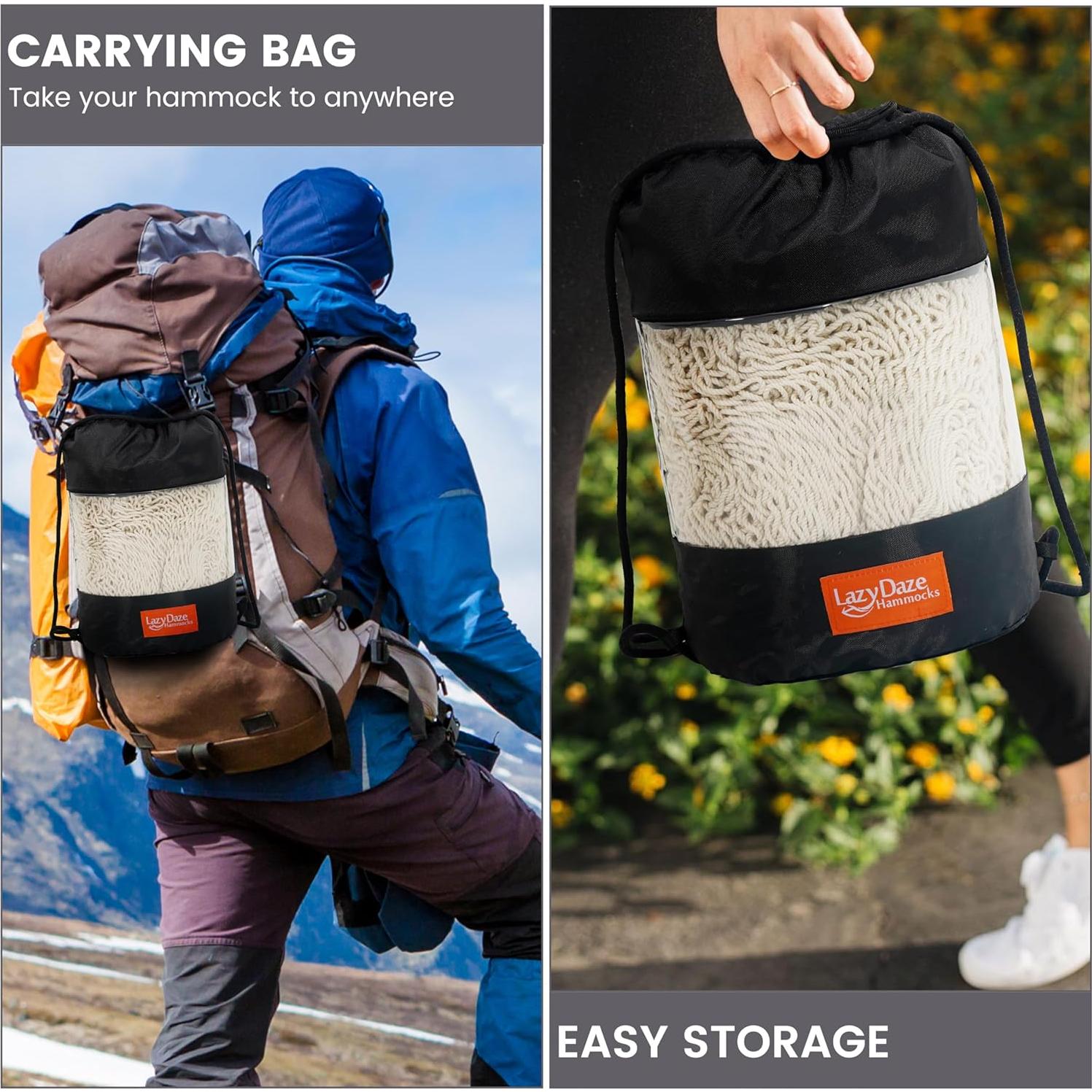 Hamaca Doble Tejida a Mano Lazydaze Beige 204 kg