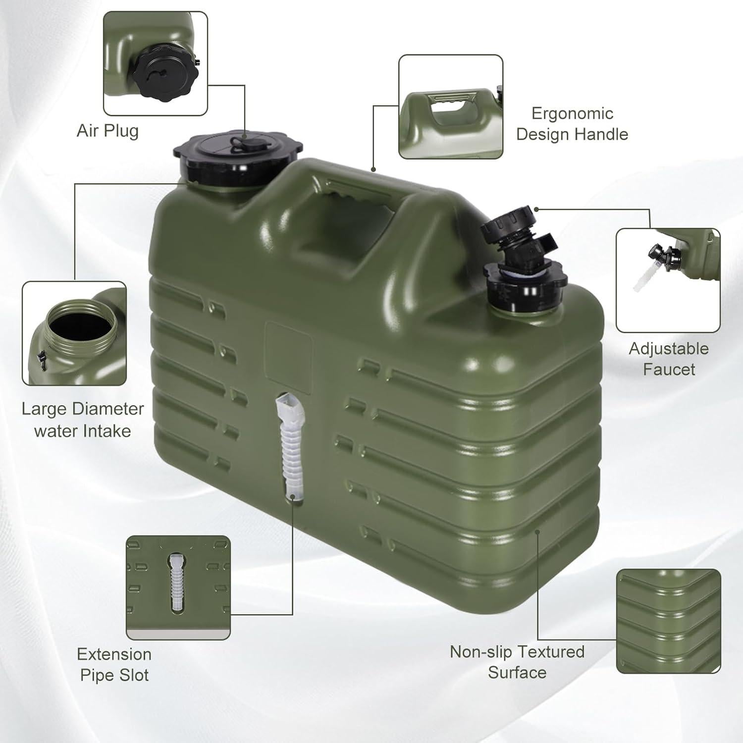 Contenedor de Agua Portátil REDCAMP 15L con Grifo Verde