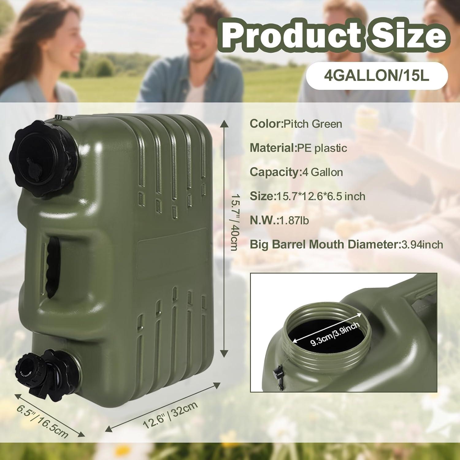 Contenedor de Agua Portátil REDCAMP 15L con Grifo Verde