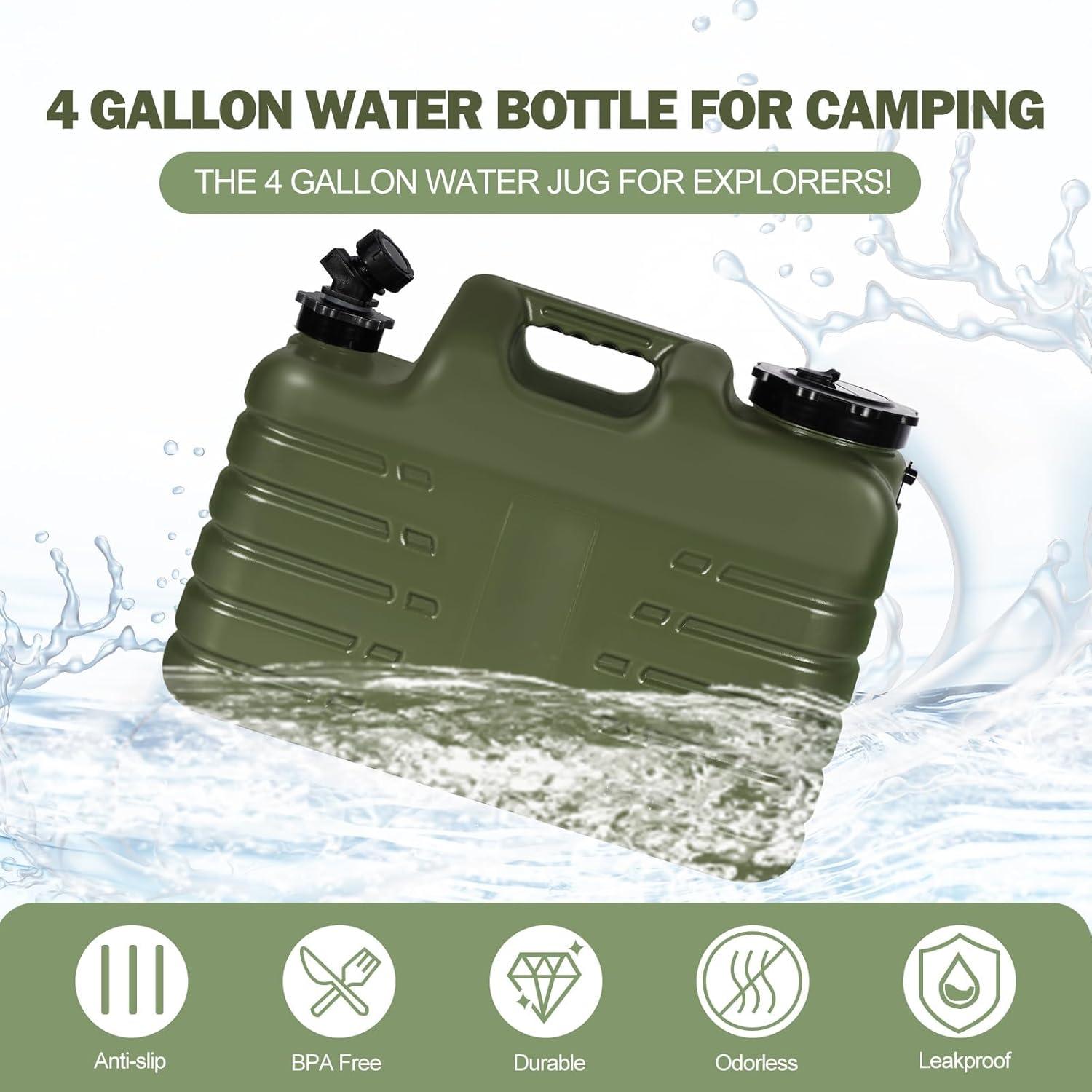 Contenedor de Agua Portátil REDCAMP 15L con Grifo Verde