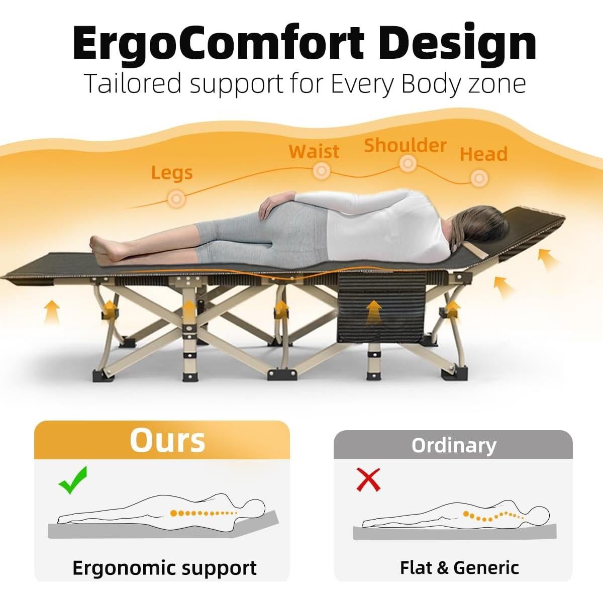 Cama de Camping Plegable Zenicham 200x80 cm Transpirable