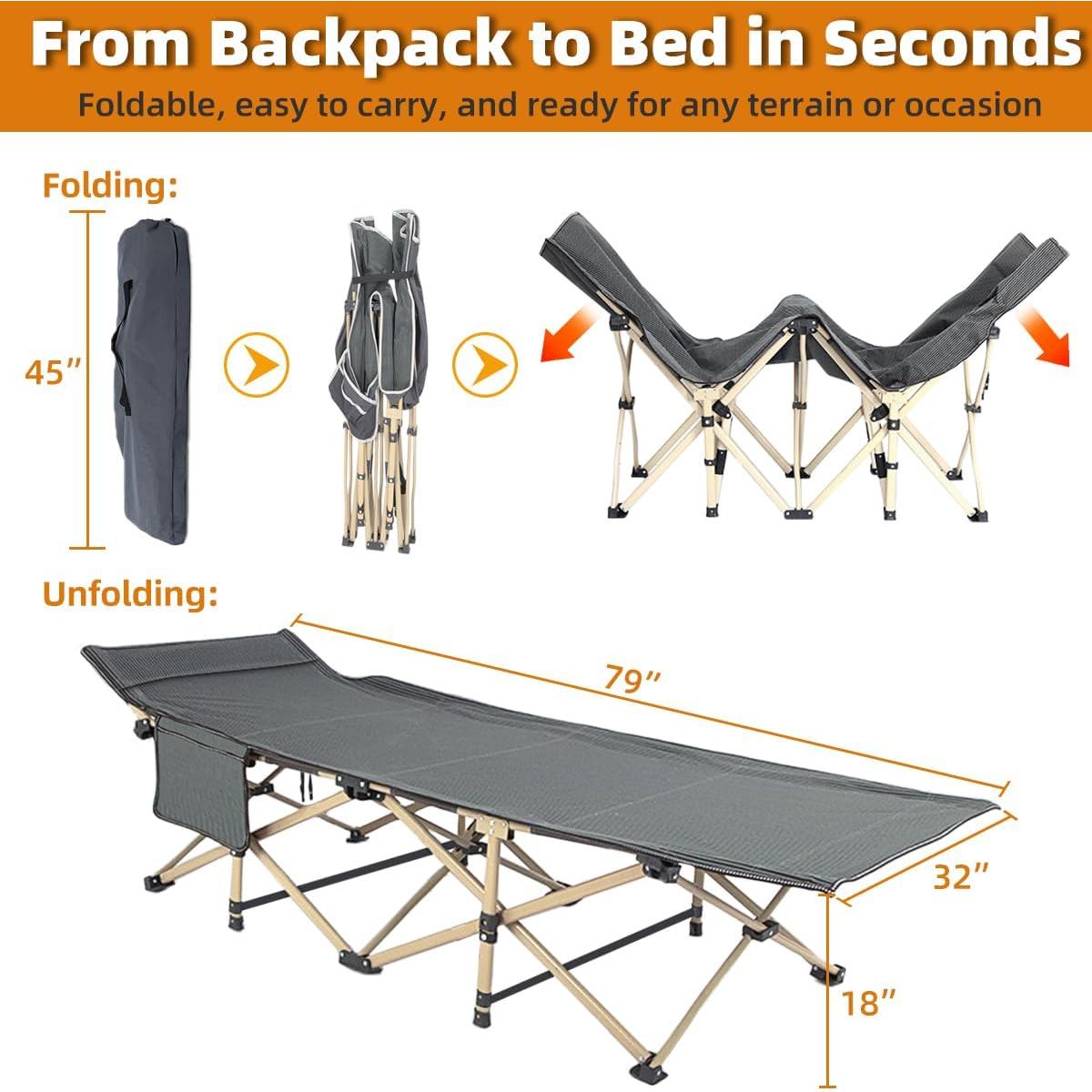 Cama de Camping Plegable Zenicham 200x80 cm Transpirable