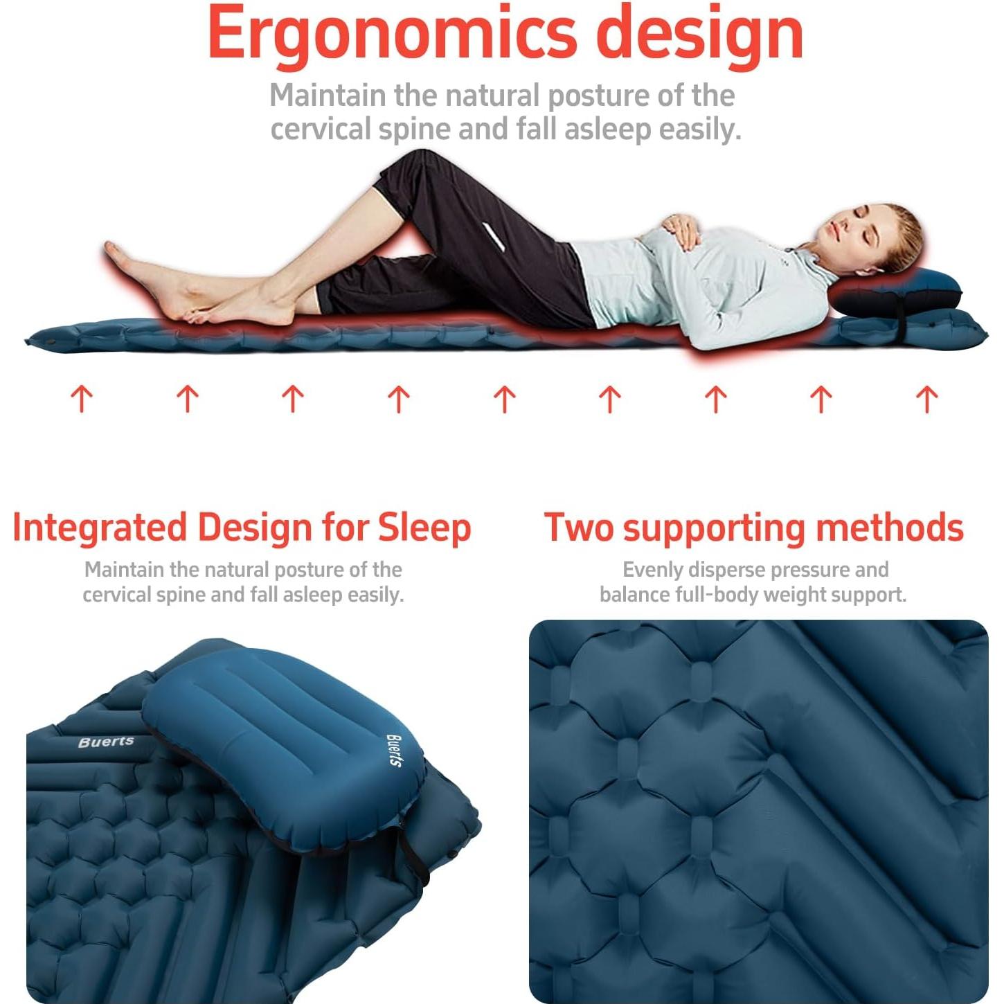 Colchoneta Inflable Camping BUERTS BPDM-01 189x65cm Azul