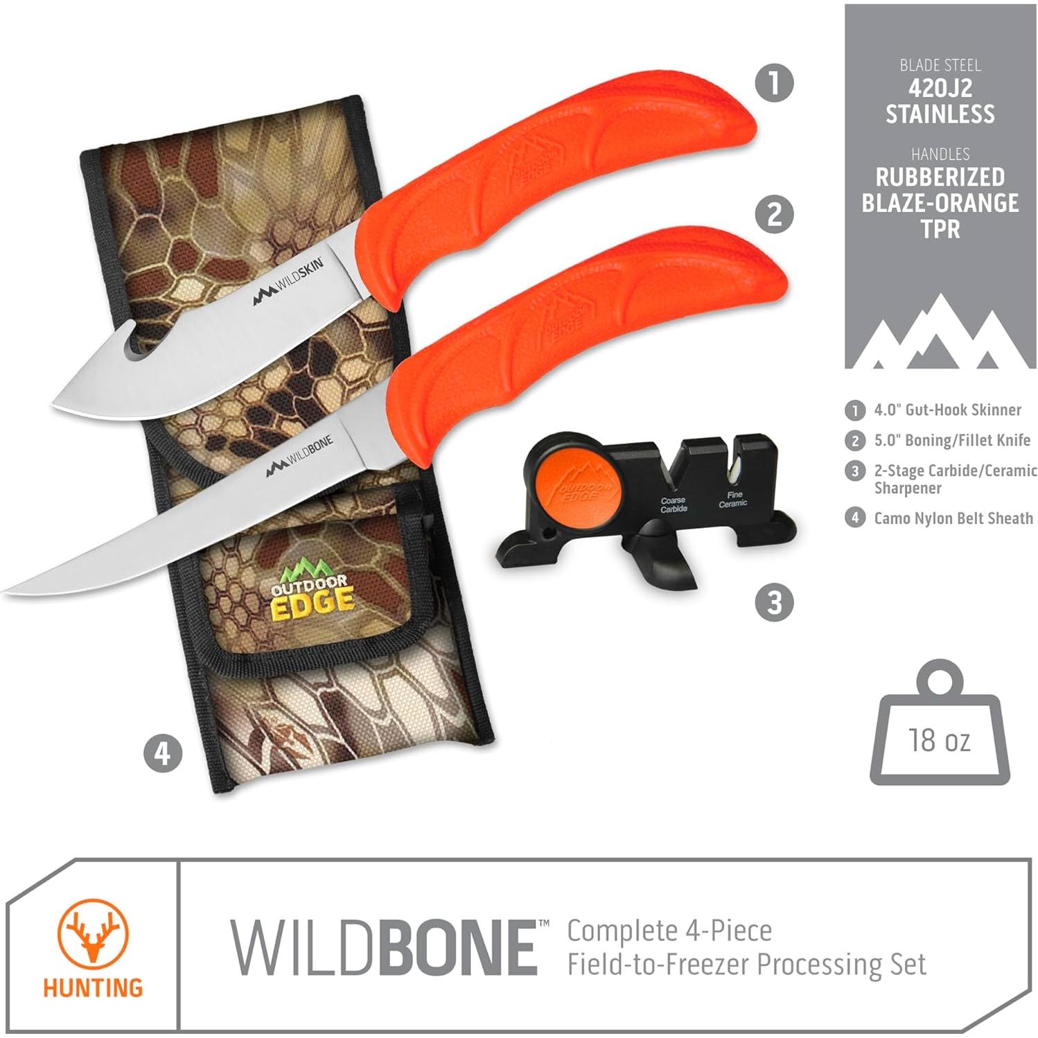 Set de Cuchillos de Caza Outdoor Edge WildBone 4 Piezas