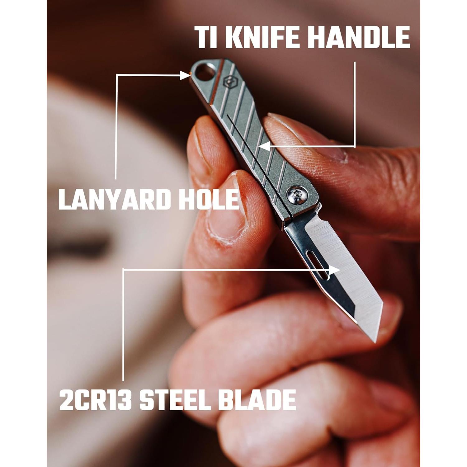 Cuchillo de bolsillo KeyUnity KK14 de titanio EDC 7.21 cm