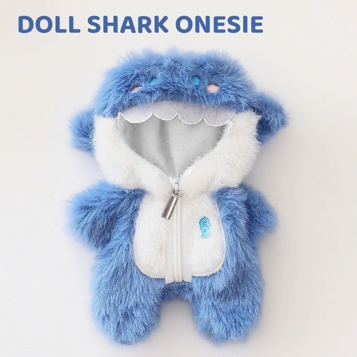 Conjunto Ropa de Muñeca 17cm Labubu Estilo Tiburón Azul