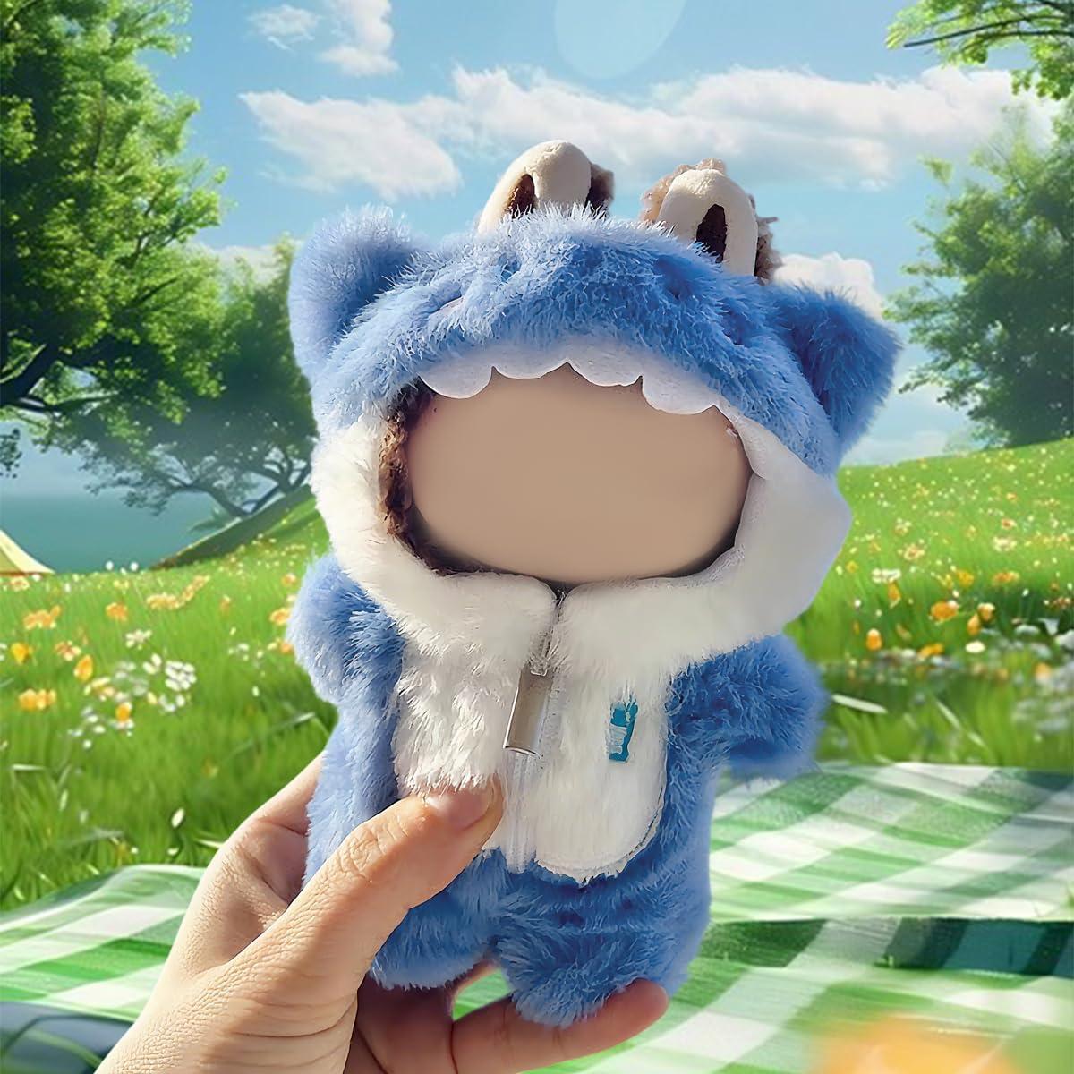 Conjunto Ropa de Muñeca 17cm Labubu Estilo Tiburón Azul