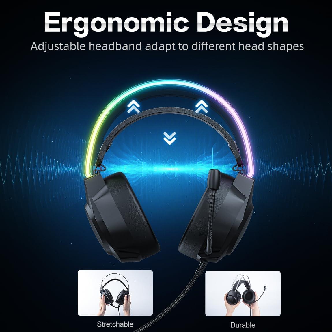Auriculares Gaming ONITOON X26 con Micrófono y RGB 50mm