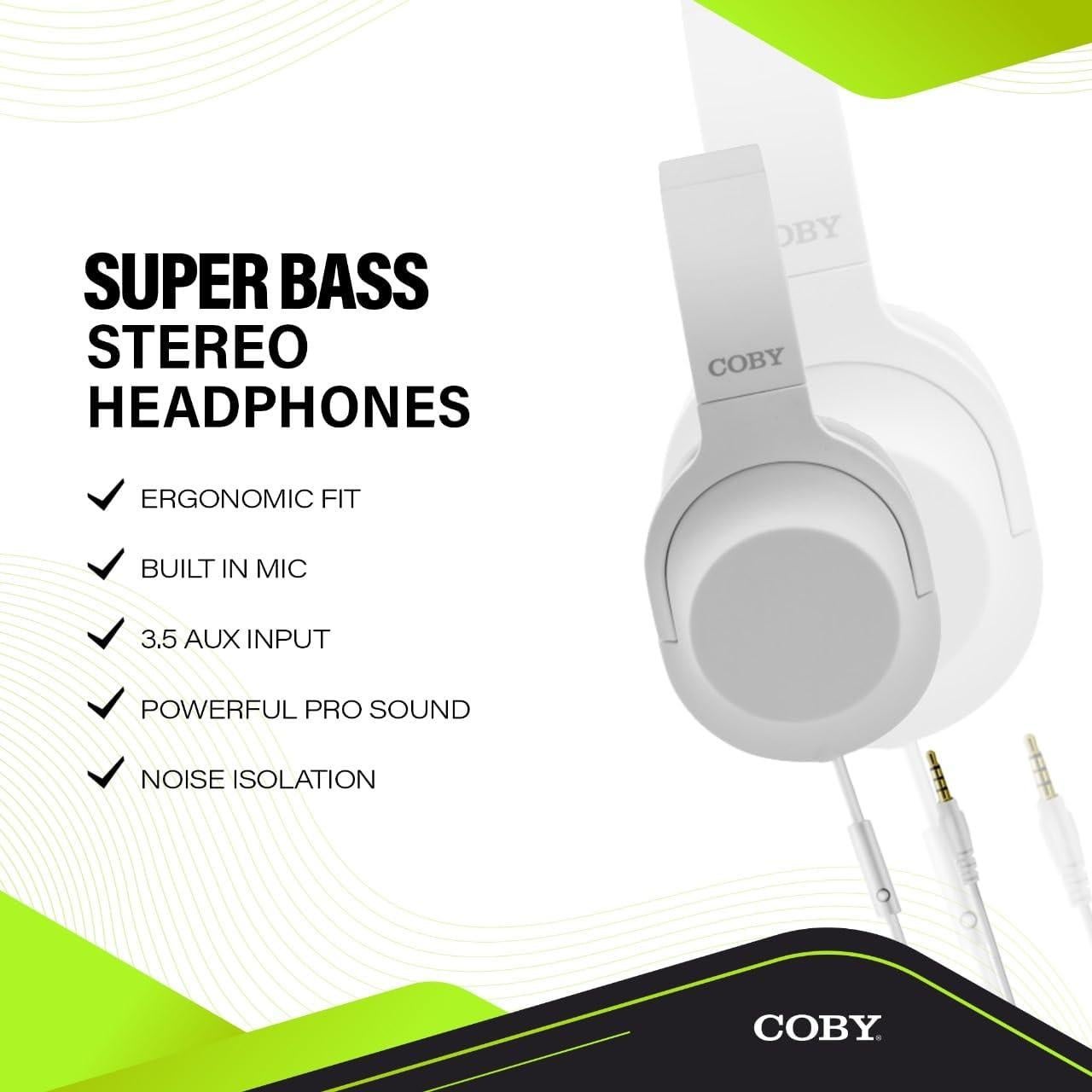 Auriculares Coby Super Bass Estéreo con Cable 3.5mm Blanco